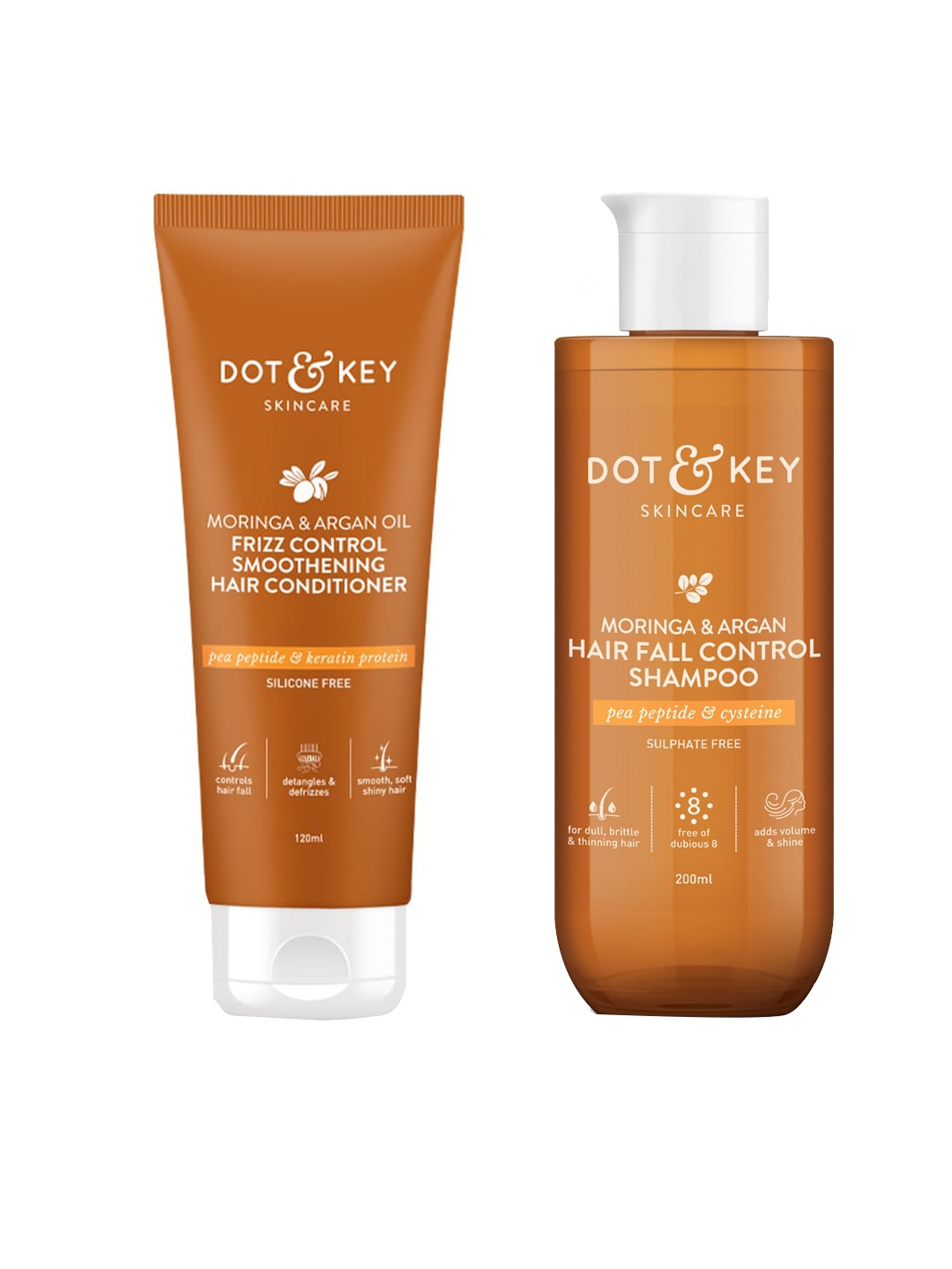 

DOT & KEY Moringa & Argan Oil Hair Fall Control Shampoo 200ml & Hair Conditioner 120ml, Brown