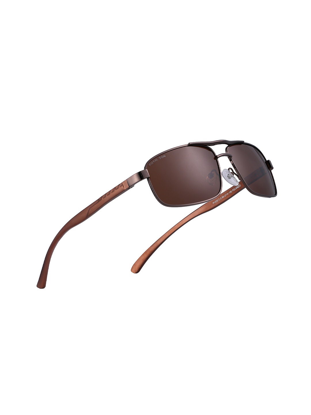 

ROYAL SON Men Brown Lens & Brown Rectangle Sunglasses with Polarised Lens