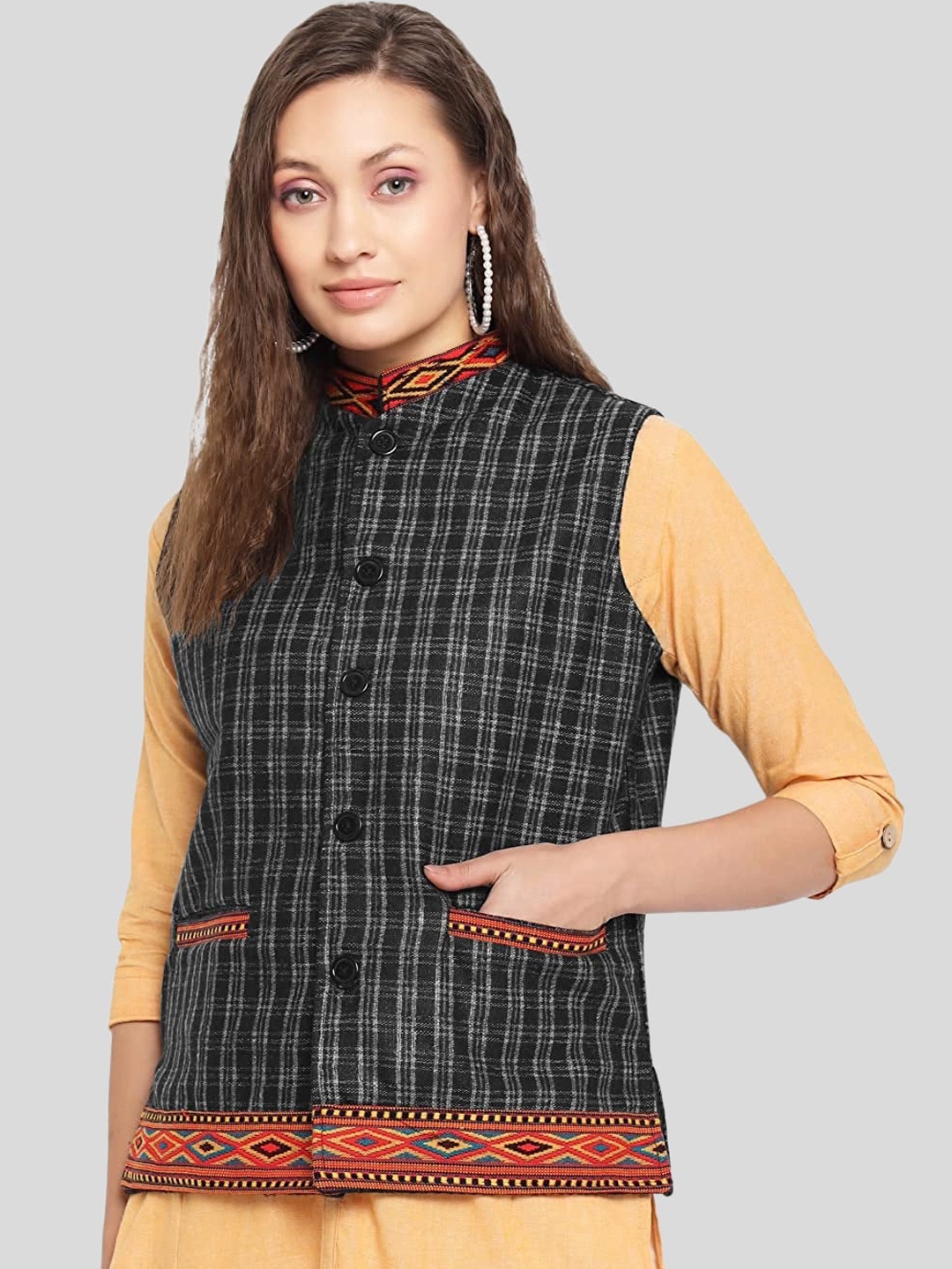 

Vastraa Fusion Women Reversible Open Front Jacket, Black