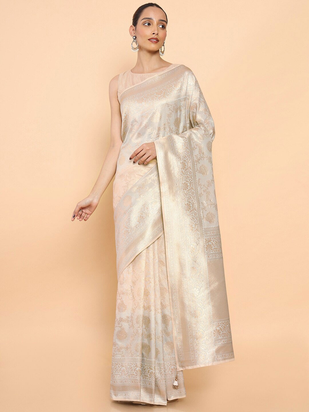 

Soch Woven Design Zari Pure Silk Saree, Beige