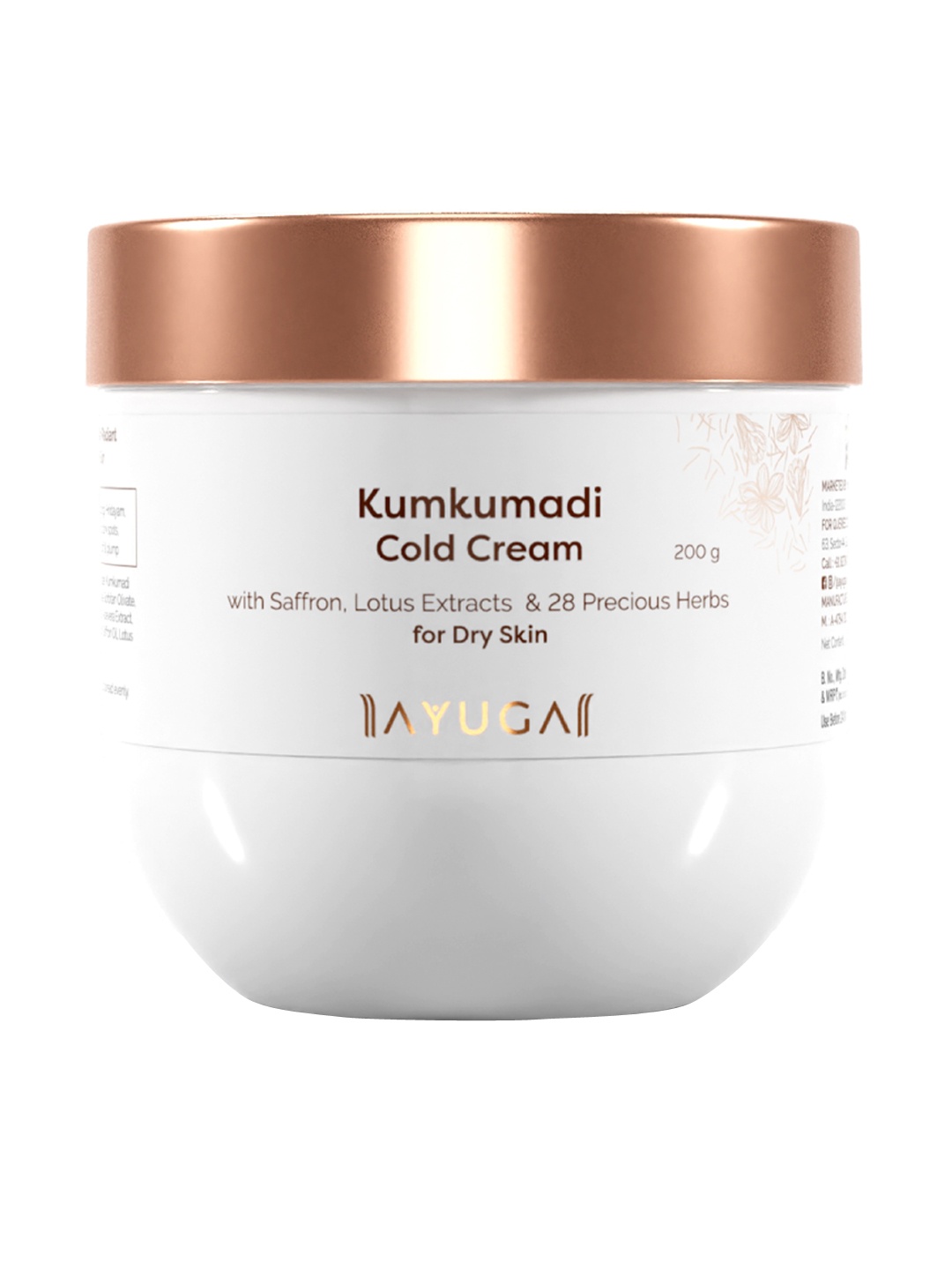 

Ayuga Kumkumadi with Saffron, Lotus Extracts & 28 Herbs Cold Cream for Dry Skin 200g, White