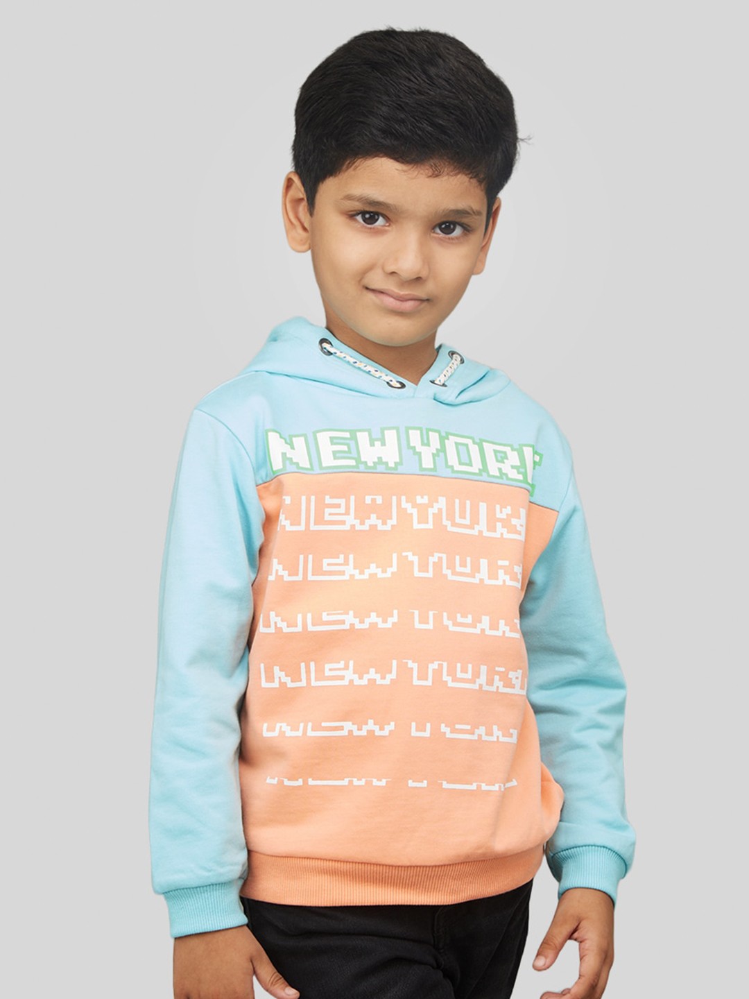

Zalio BoysTypographic Printed Hooded Pullover Sweatshirt, Blue