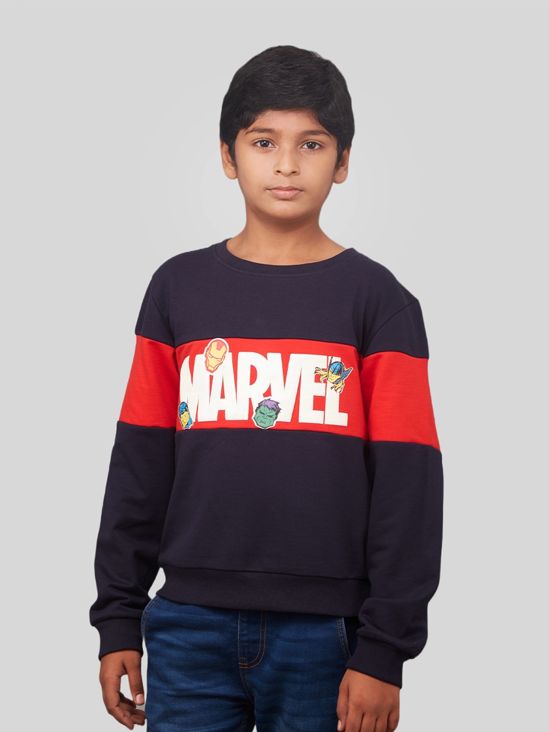 

Zalio Boys Marvel Printed Pullover Sweatshirt, Navy blue