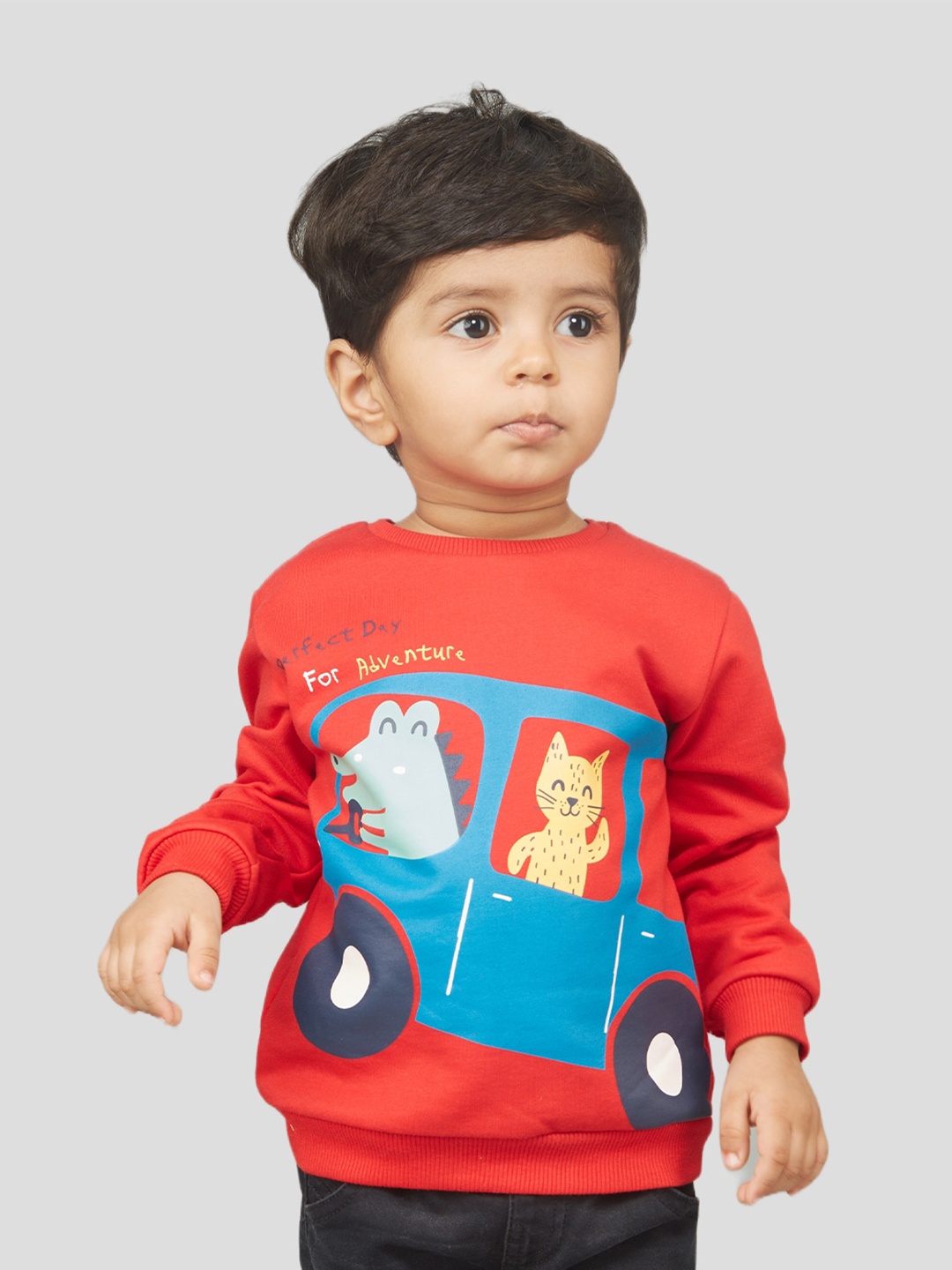 

Zalio Boys Graphic Printed Pullover Sweatshirt, Red