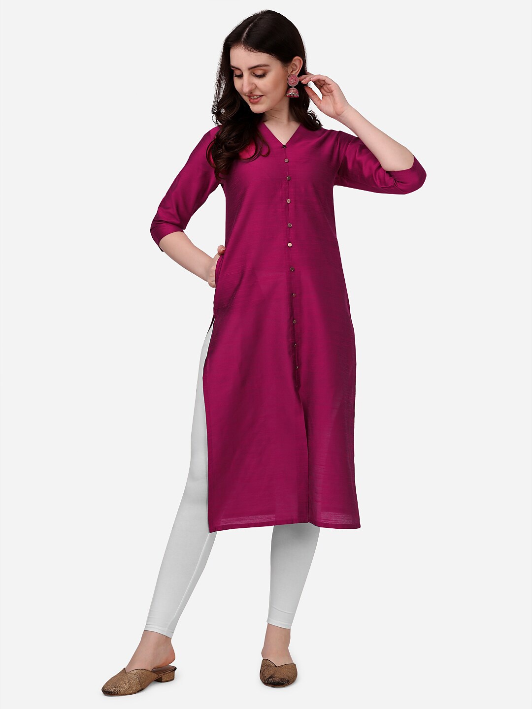 

HERE&NOW Women Straight Kurta, Magenta