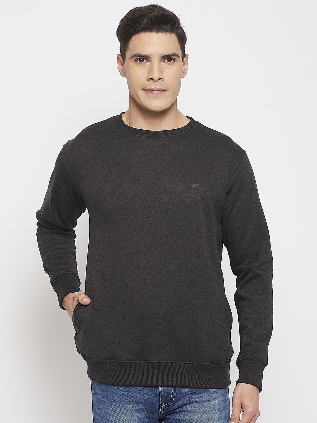 

Okane Men Round Neck Long Sleeves Sweatshirt, Grey