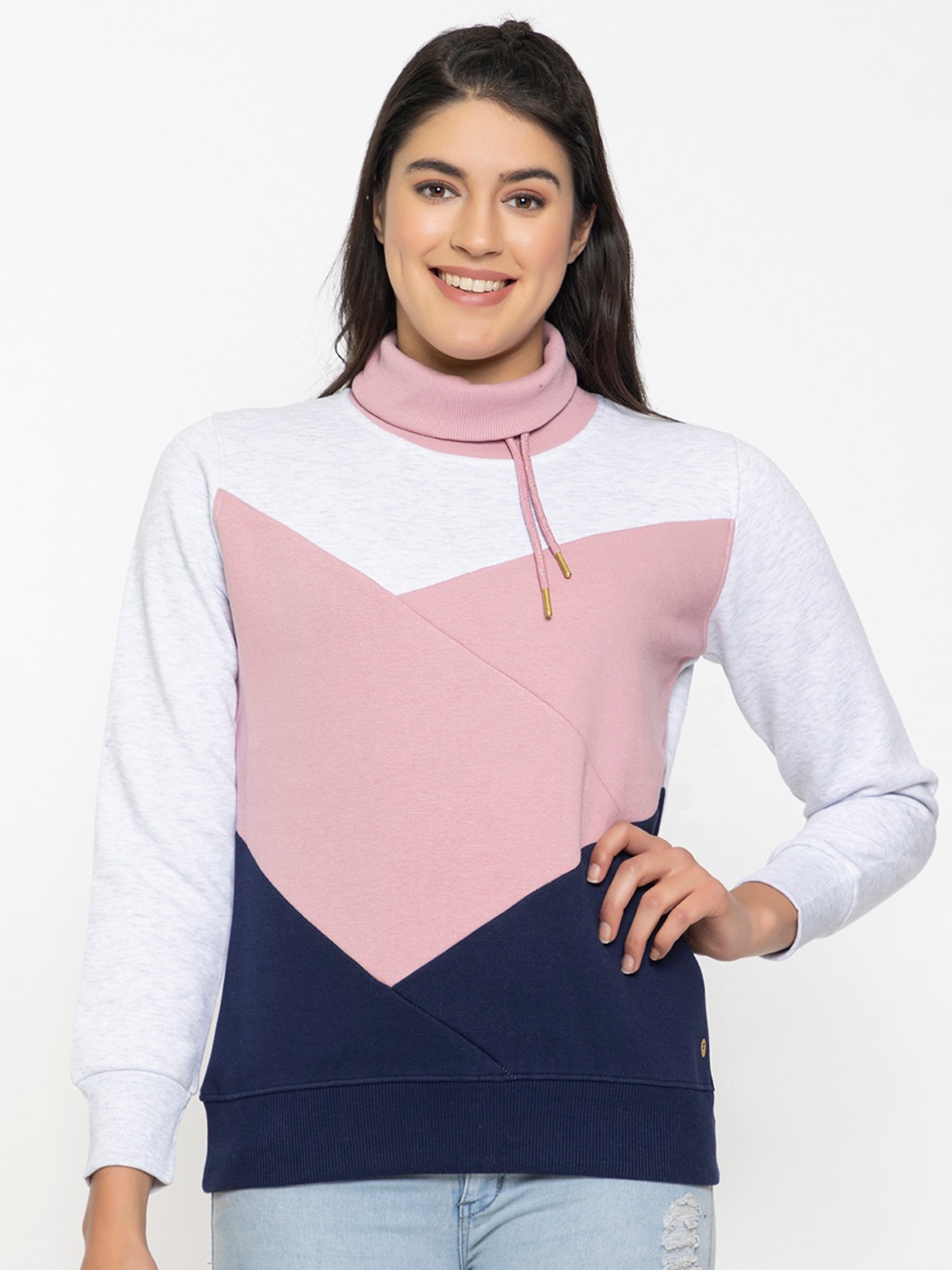 

FEMEA Women Colourblocked Sweatshirt, White