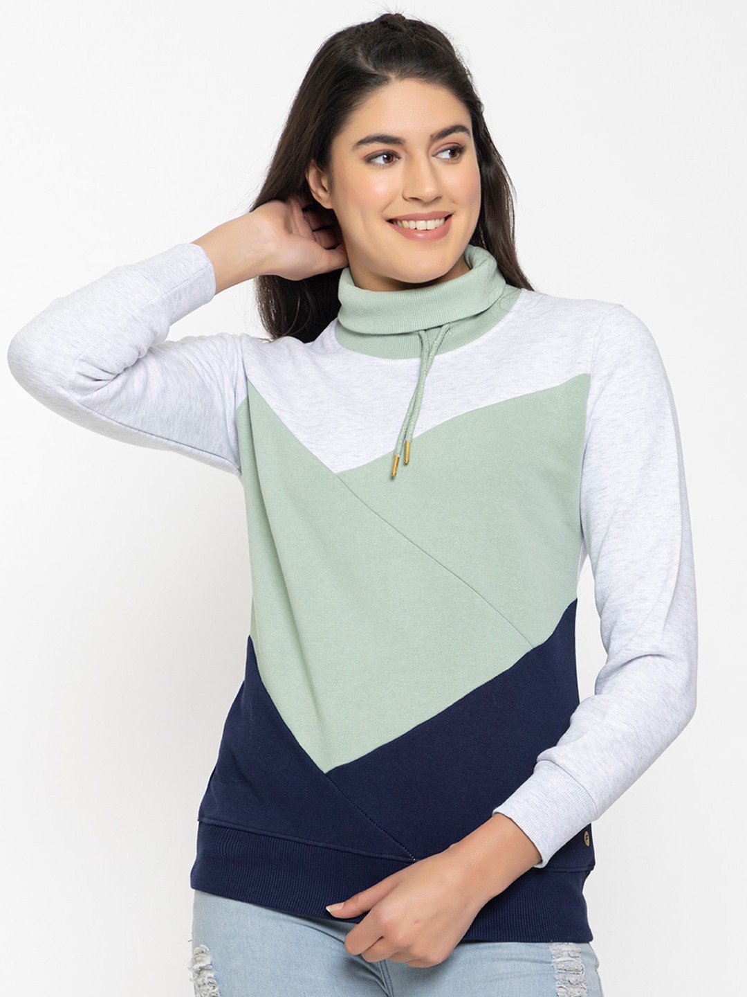 

FEMEA Women Colourblocked Sweatshirt, White