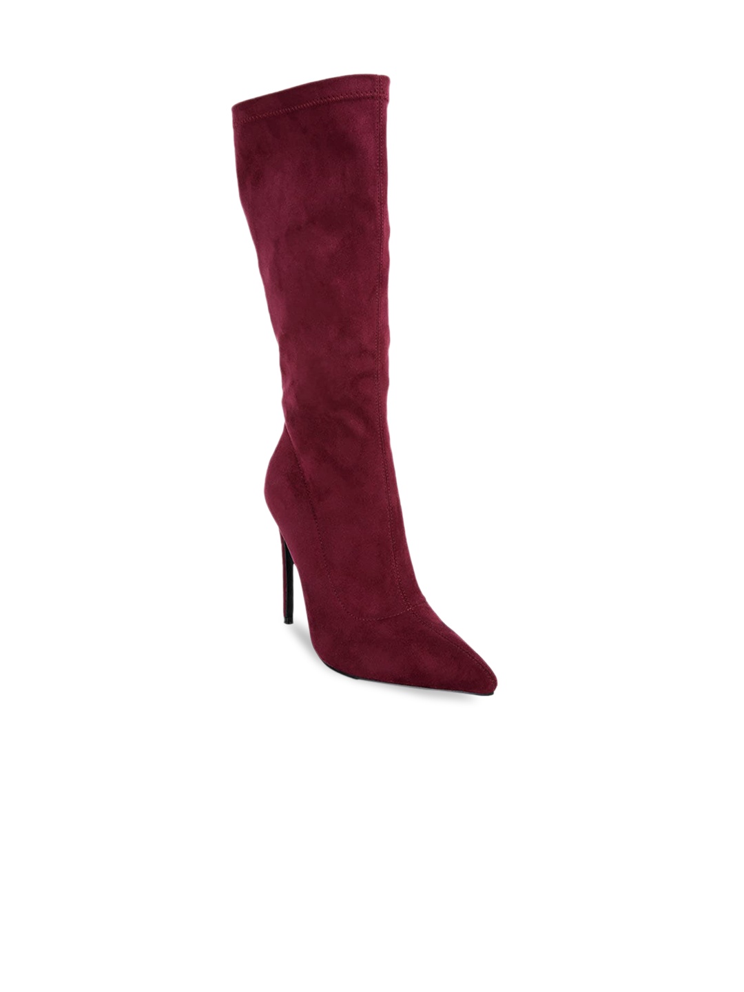 

London Rag Women Calf Length Stiletto Boots, Burgundy