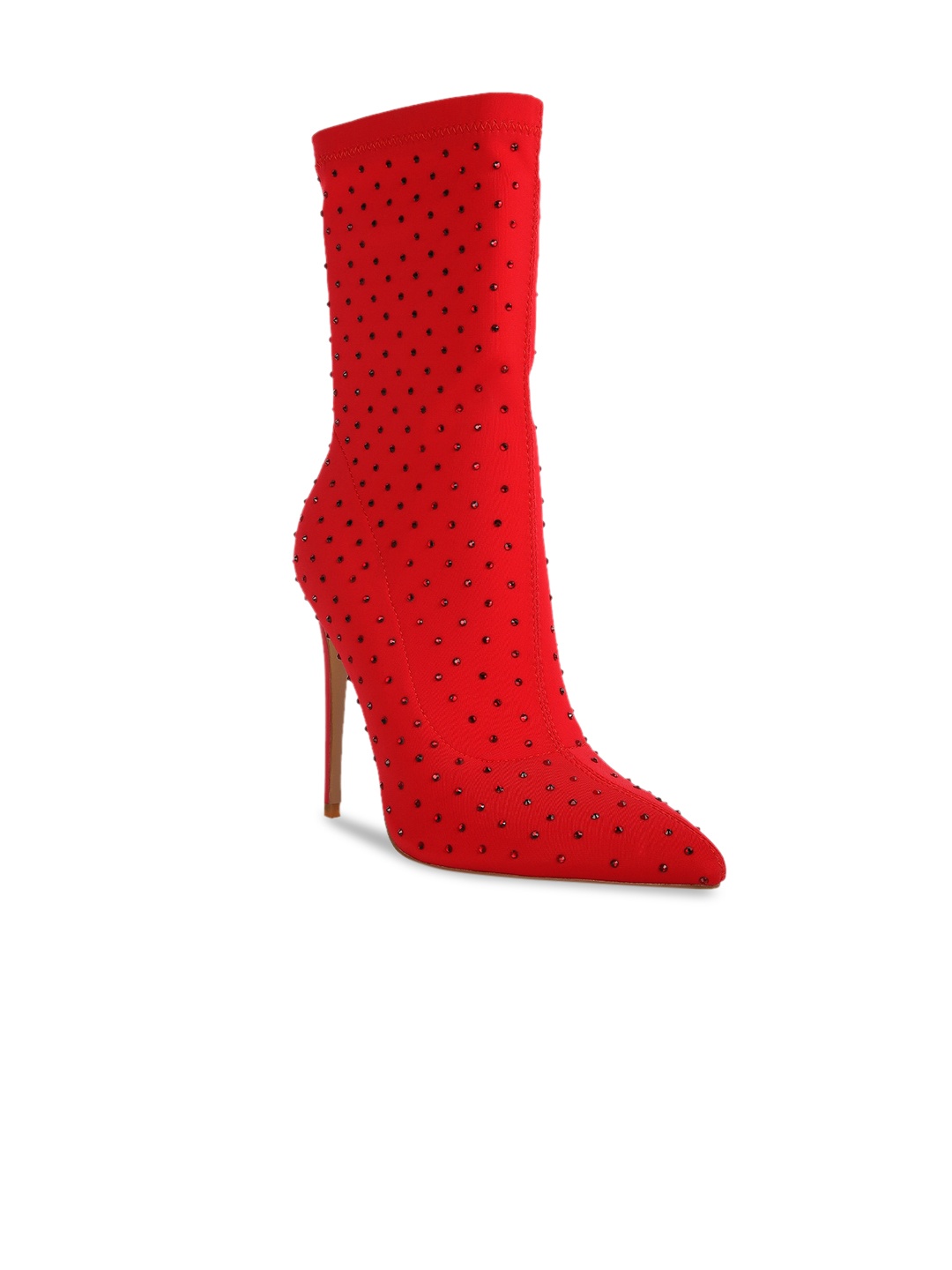 

London Rag Women Embellished Winter Boots With Stiletto Heels, Red