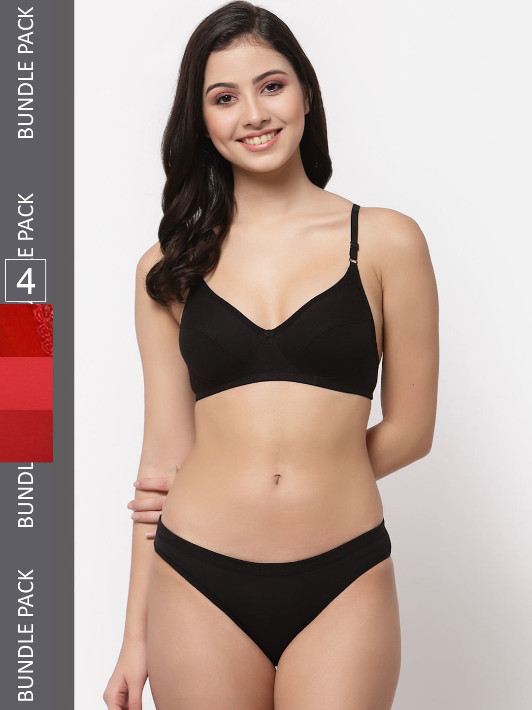 

Docare Women Pack Of 4 Non Padded Lingerie Set, Red