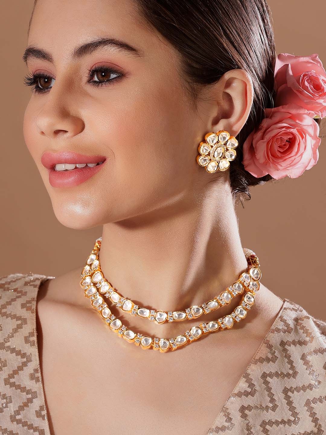 

Rubans Studded Jewellery Set, Gold