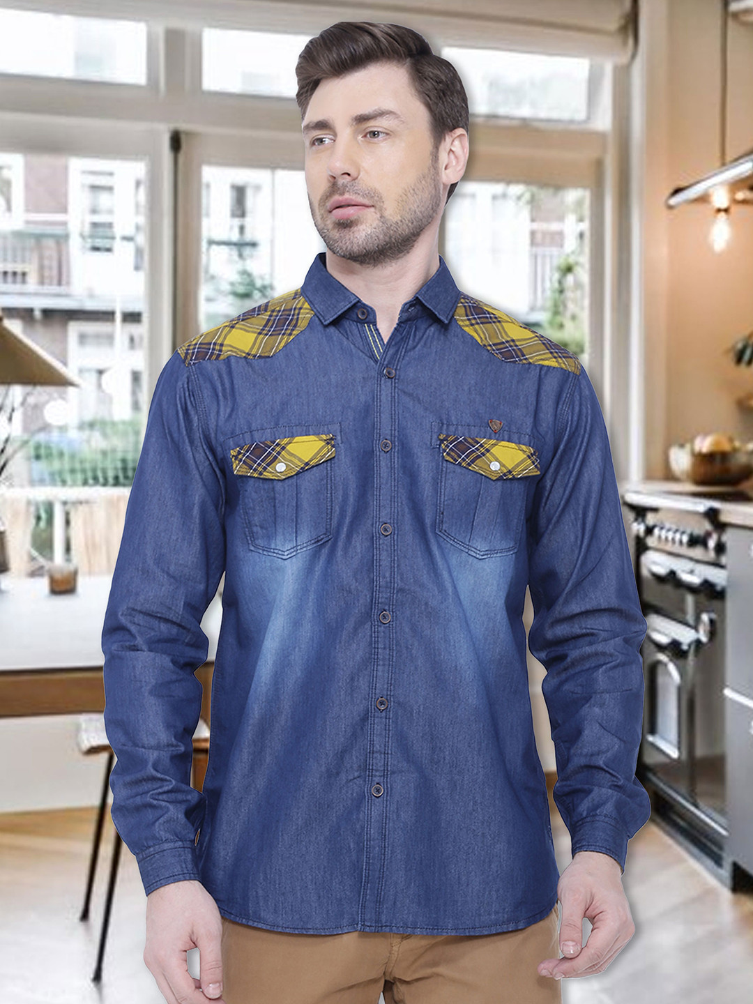 

Kuons Avenue Men Smart Slim Fit Cotton Casual Shirt, Blue