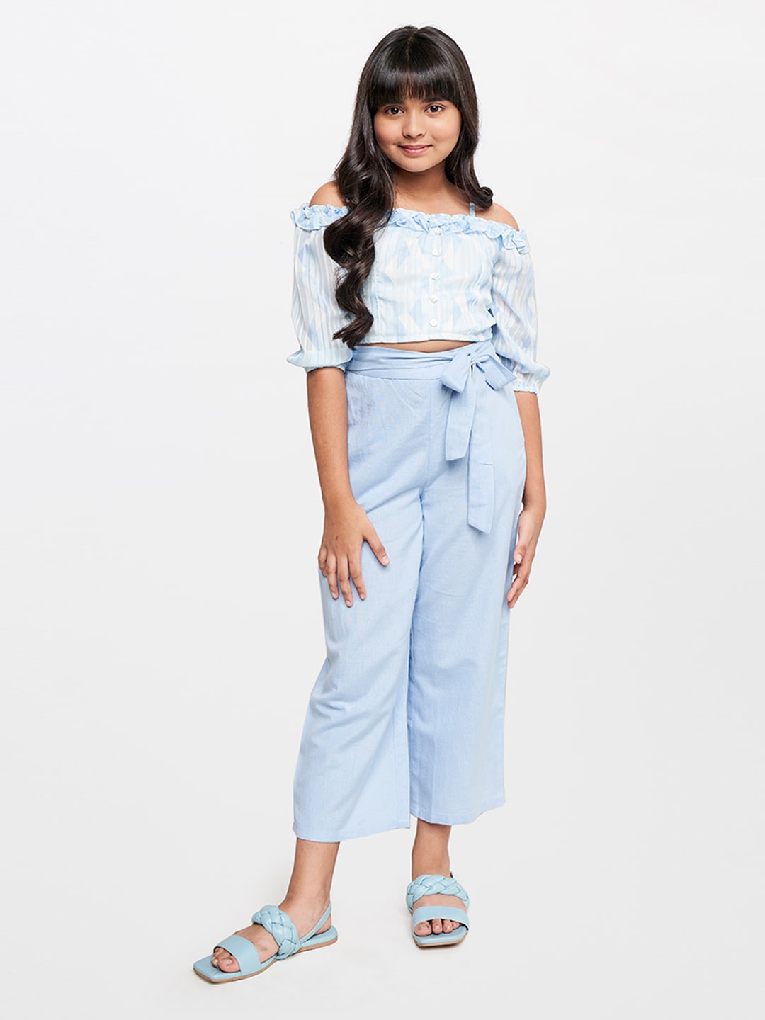 

AND Girls Printed Top with Trousers, Blue