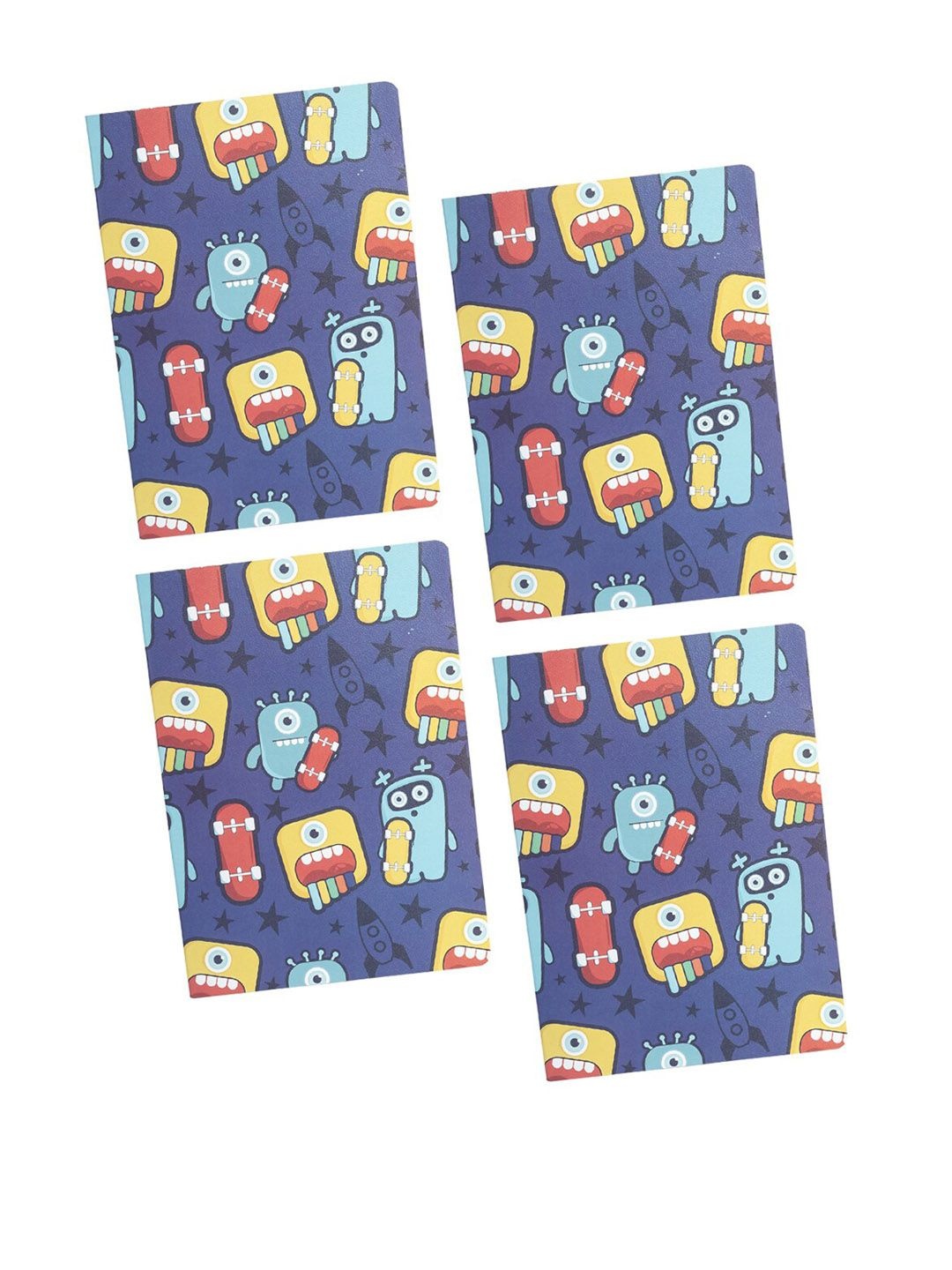

MARKET99 Set of 4 Printed Notebooks, Blue