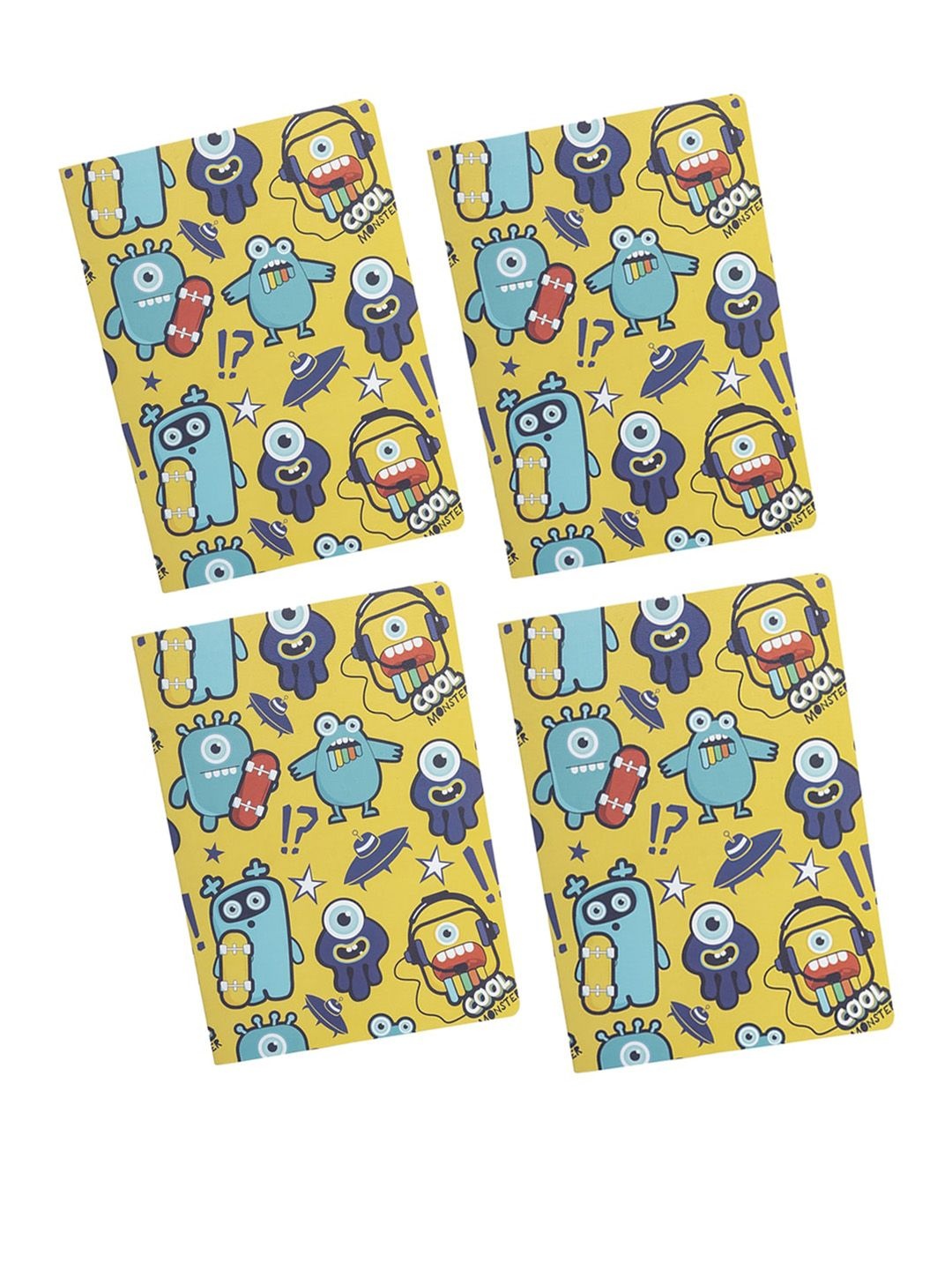 

MARKET99 Pack of 4 Printed Notebooks, Yellow