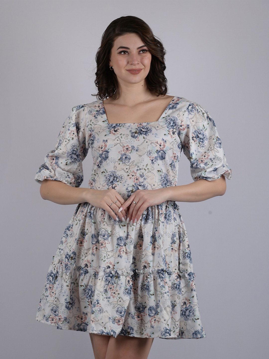 

OWO THE LABEL Floral Chiffon Dress, White