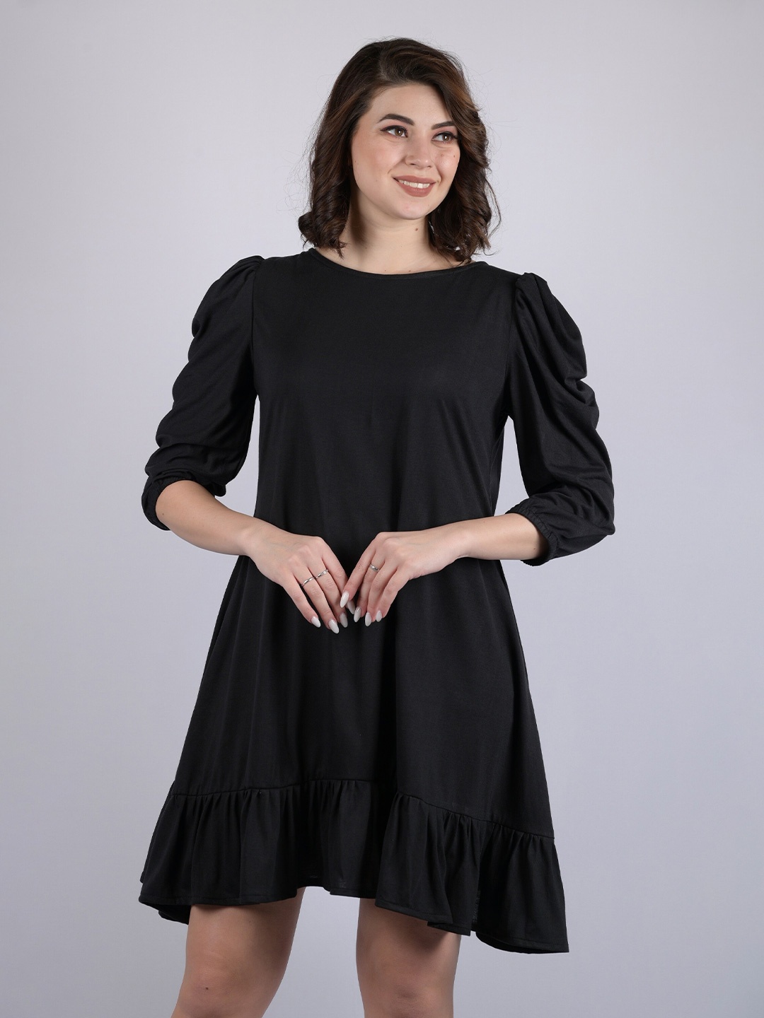 

OWO THE LABEL Cotton A-Line Dress, Black