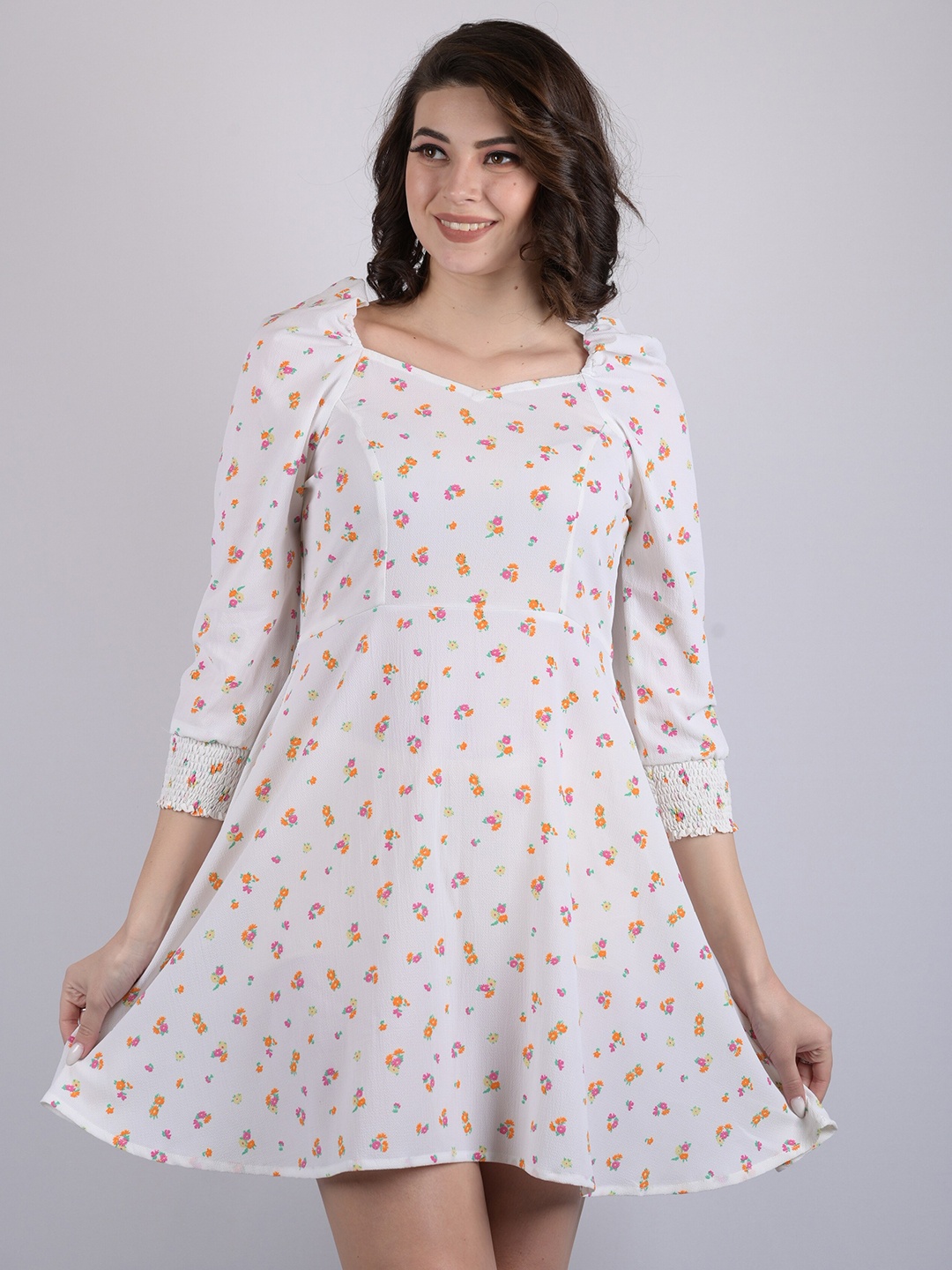 

OWO THE LABEL White Floral Chiffon A-Line Dress