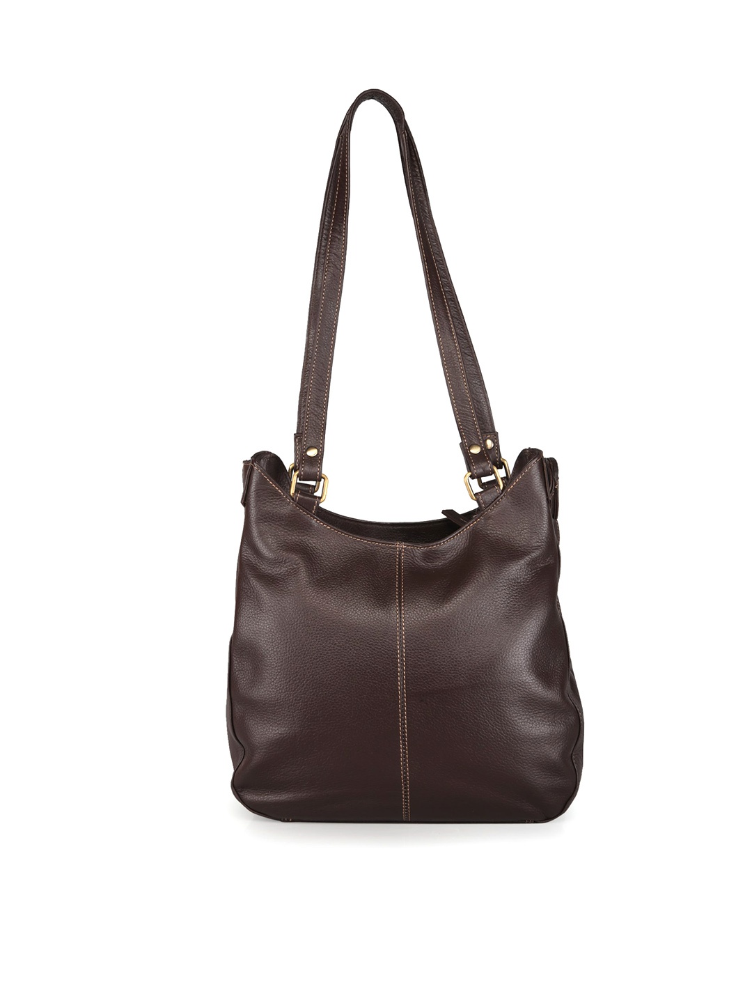 

GENWAYNE Leather Structured Shoulder Bag, Brown