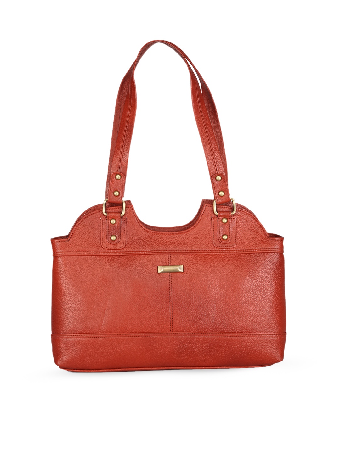 

GENWAYNE Leather Structured Shoulder Bag, Tan