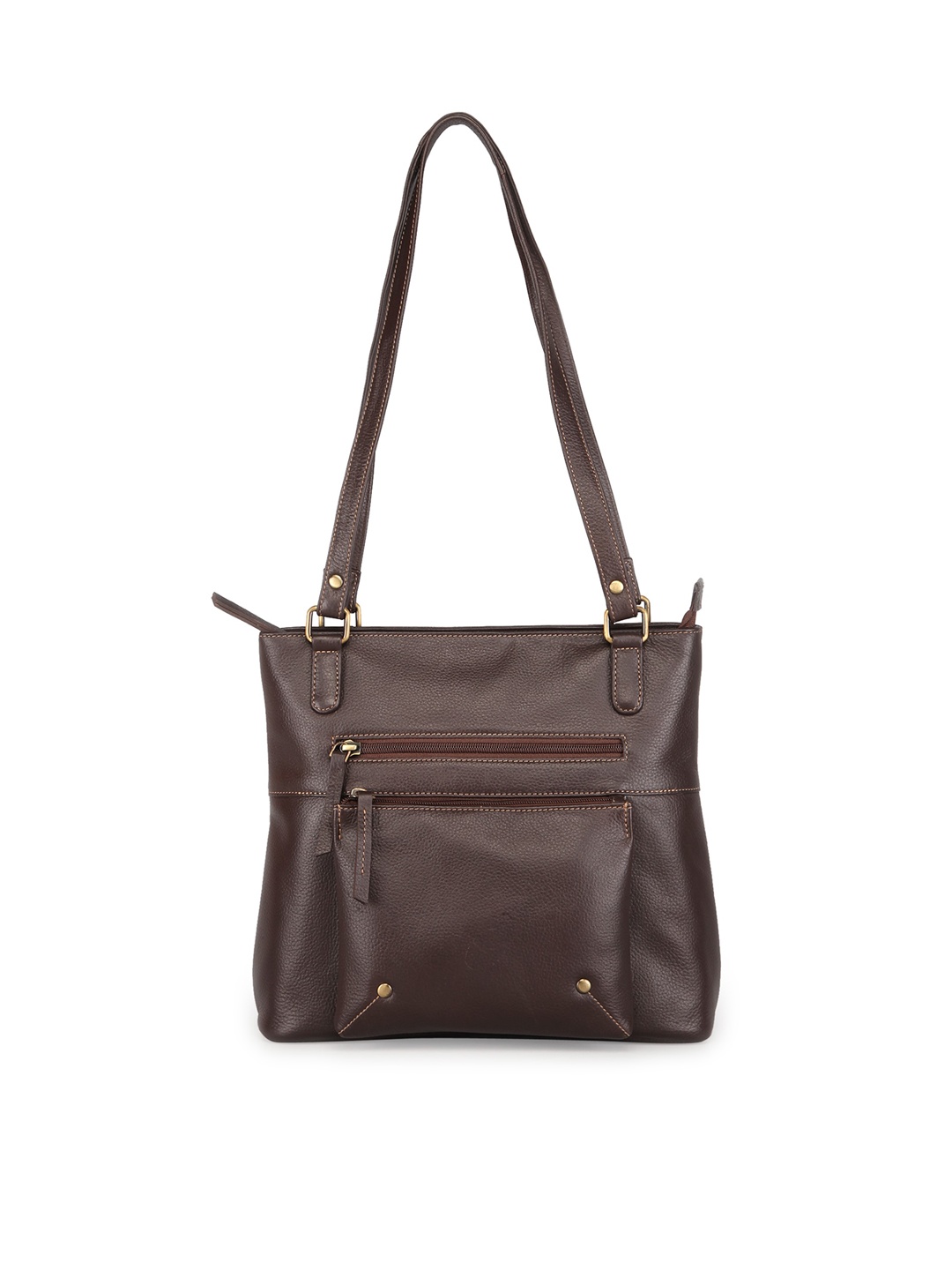 

GENWAYNE Leather Structured Shoulder Bag, Brown