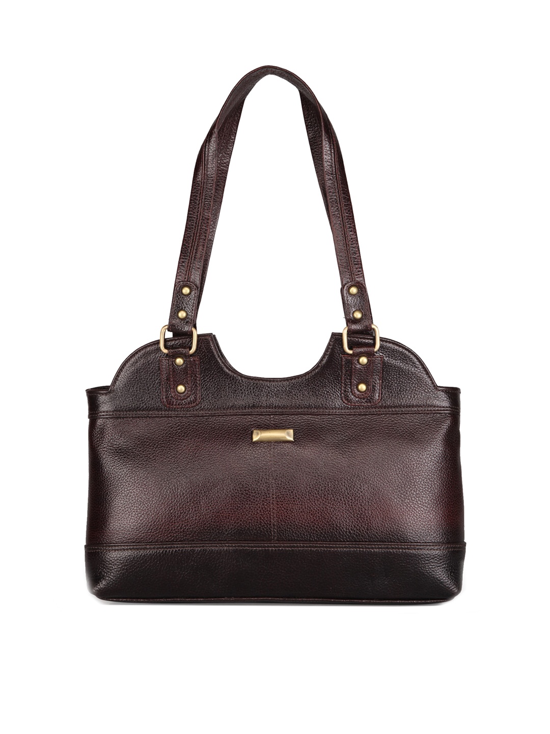 

GENWAYNE Leather Structured Shoulder Bag, Brown