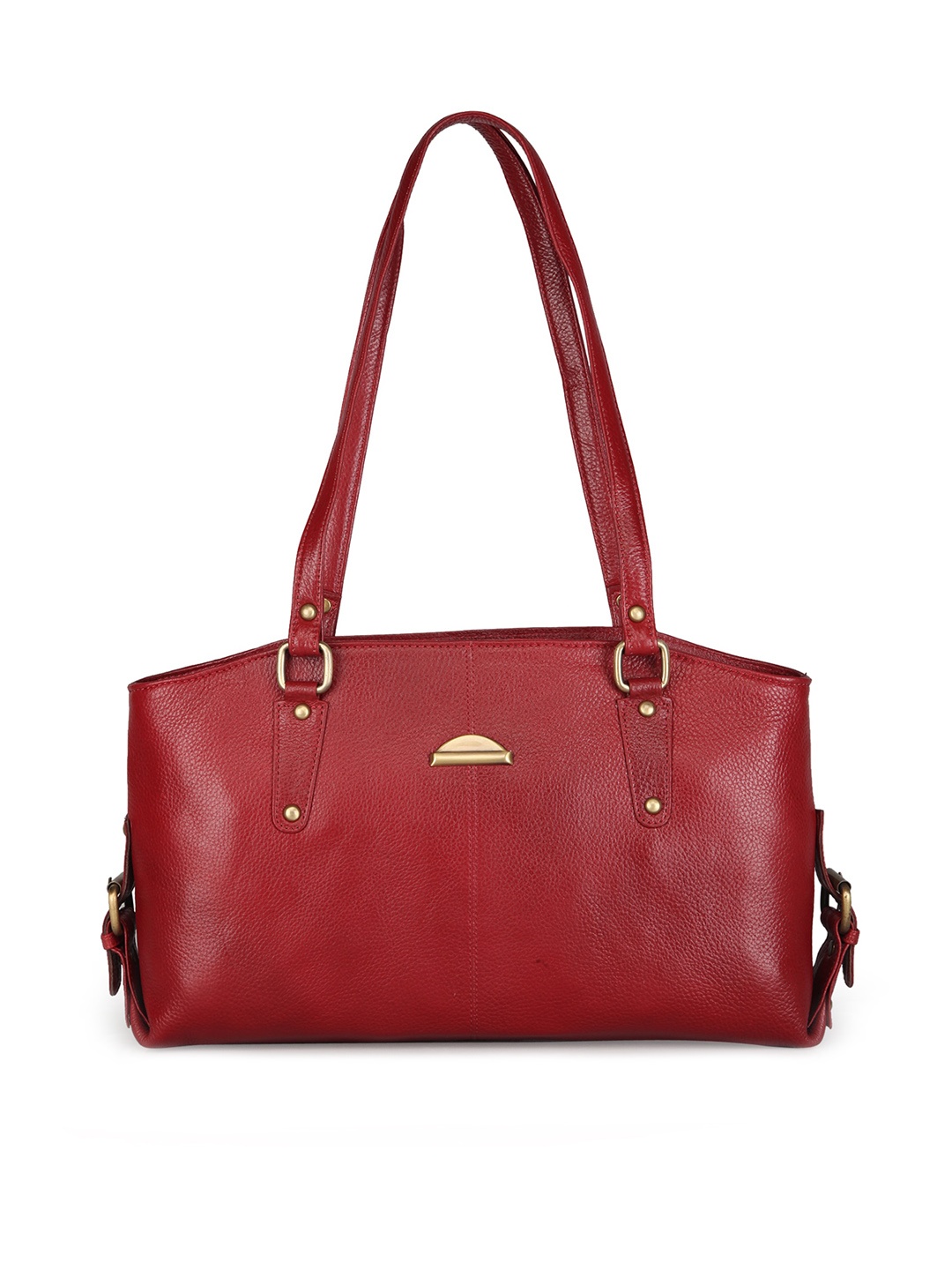 

GENWAYNE Leather Structured Shoulder Bag, Maroon