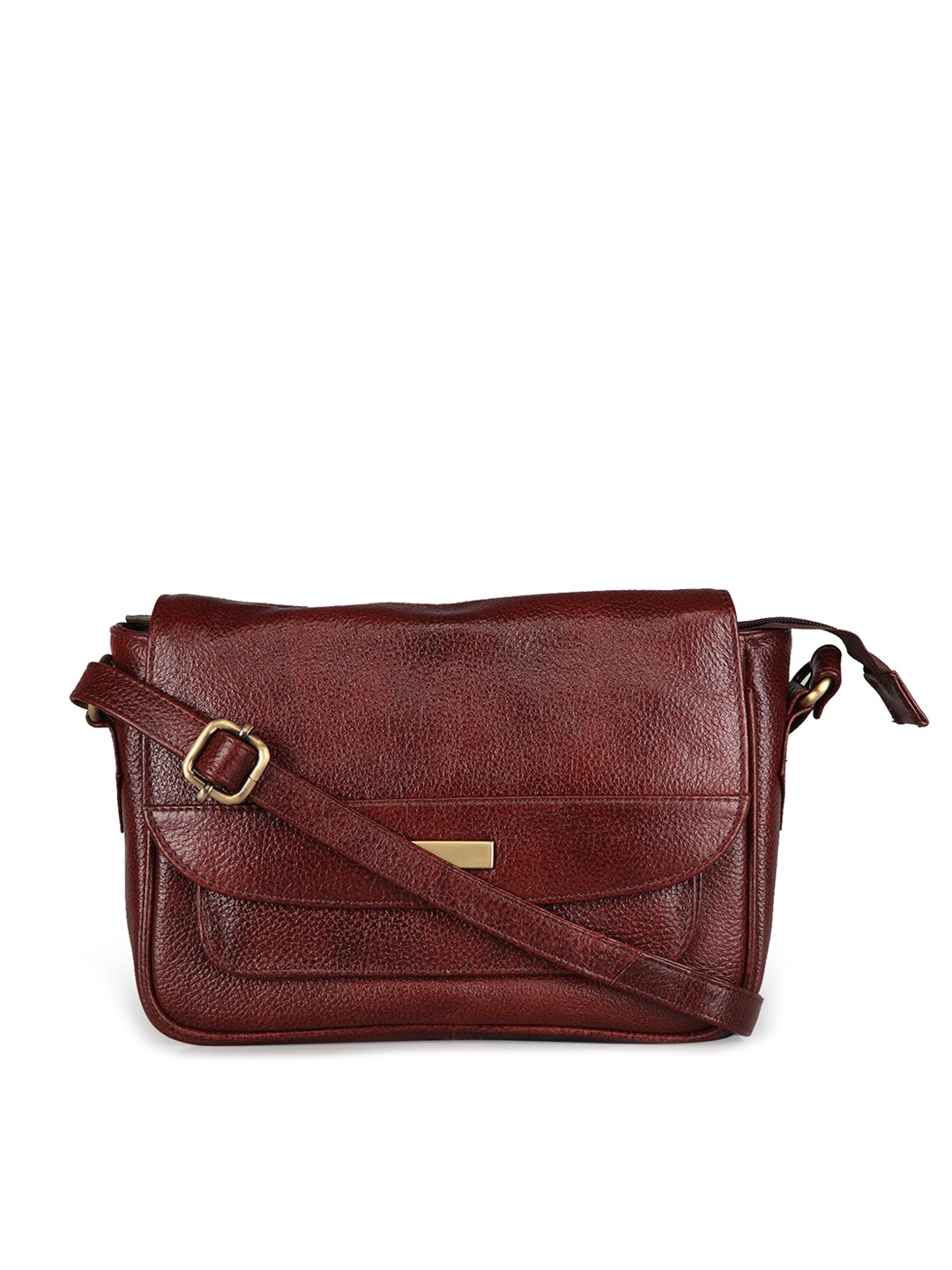 

GENWAYNE Textured Leather Structured Sling Bag, Brown