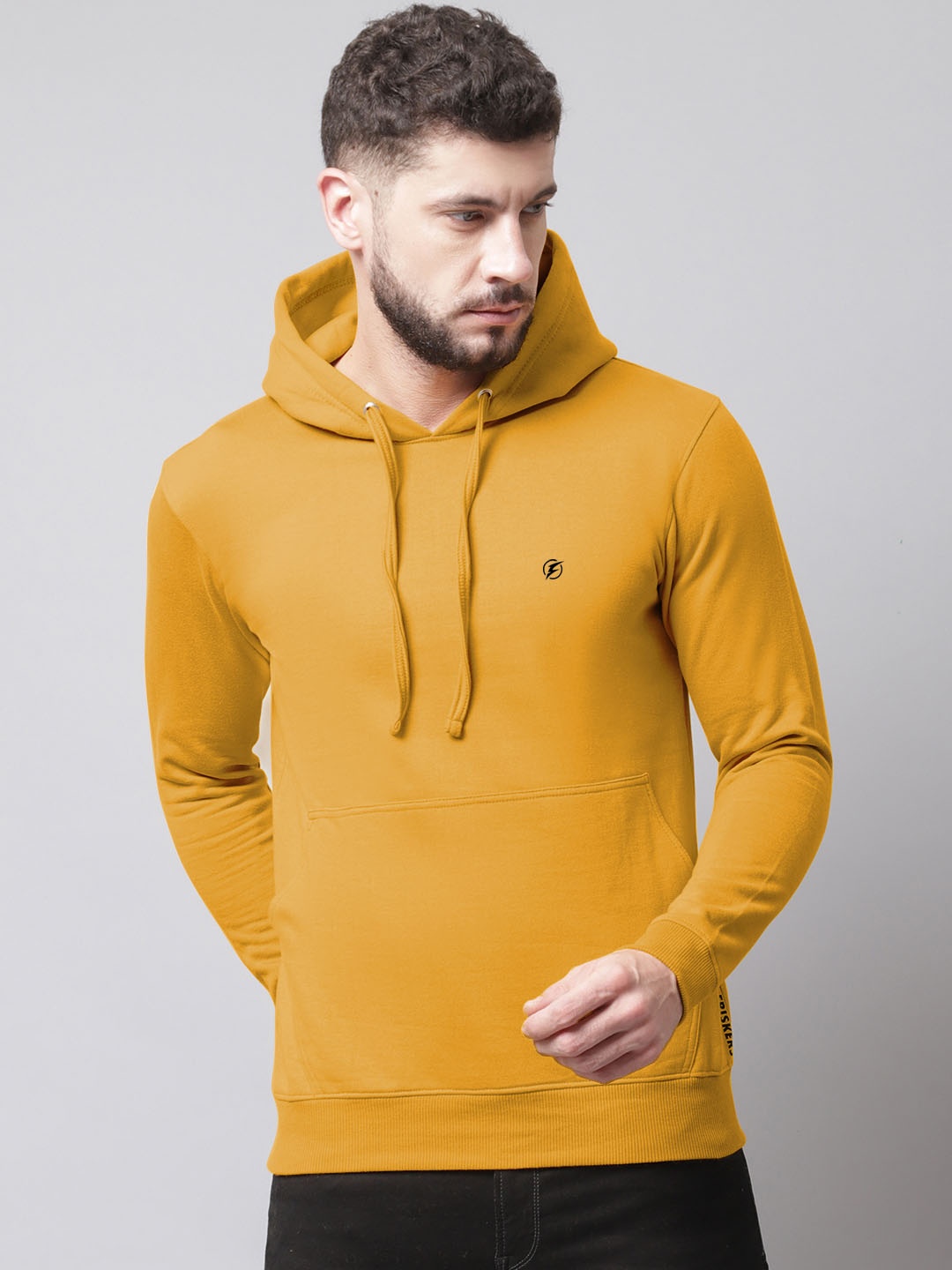 

Friskers Men Hooded Cotton Sweatshirt, Gold