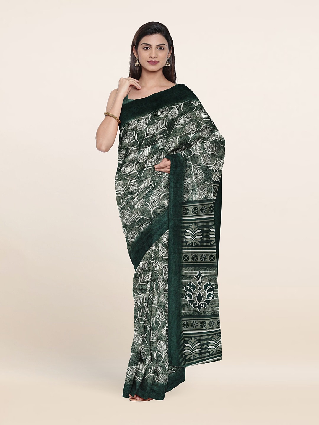 

Pothys Floral Print Saree, Green