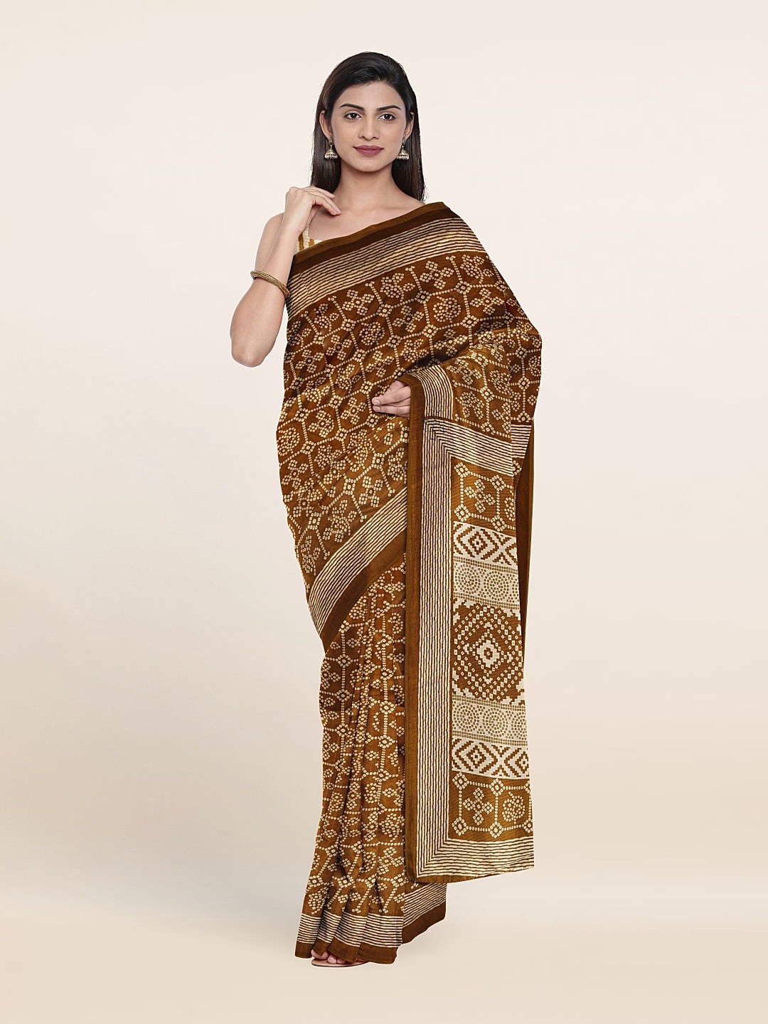 

Pothys Bandhani Saree, Khaki