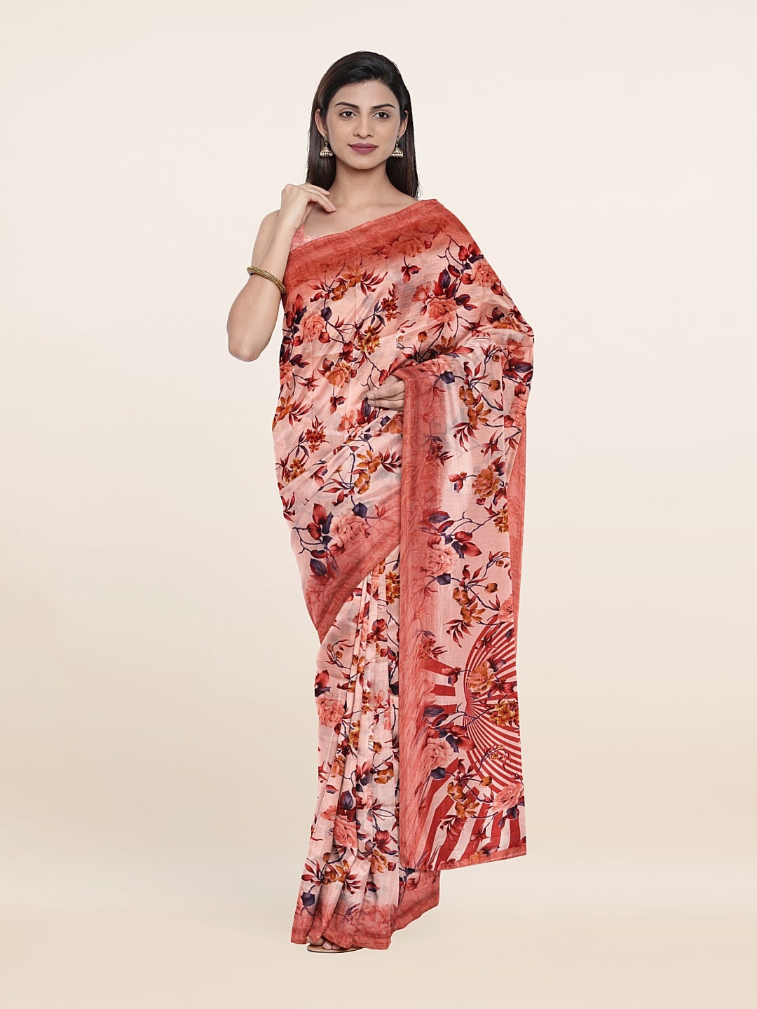 

Pothys Floral Print Saree, Pink