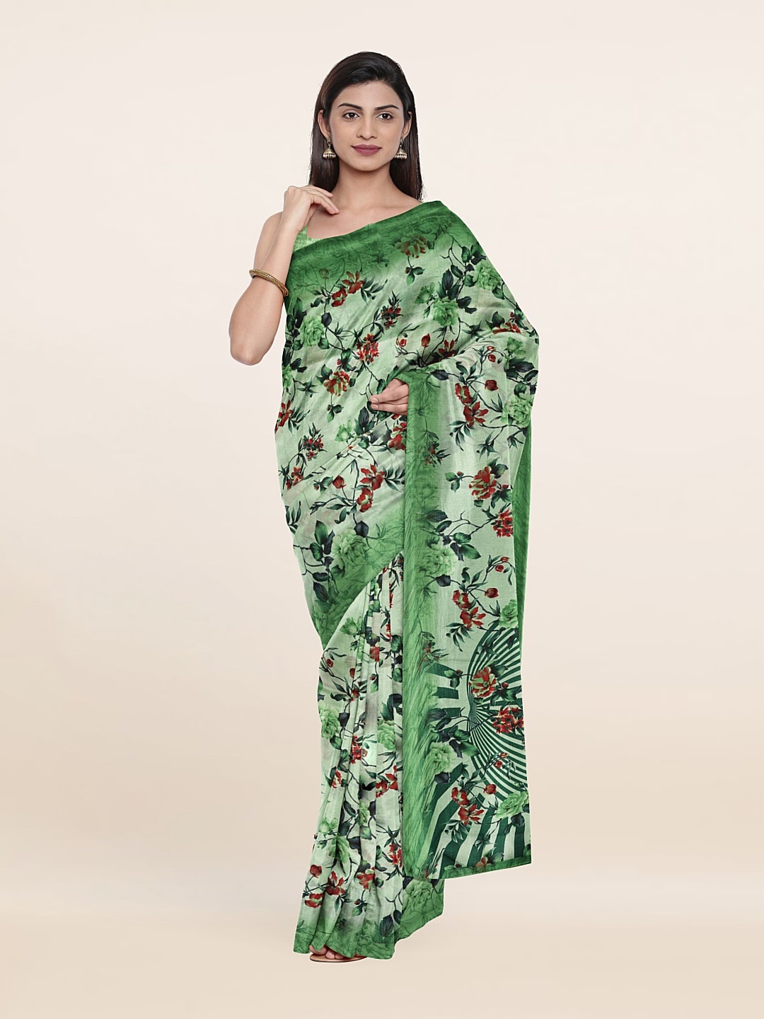 

Pothys Floral Printed Saree, Green