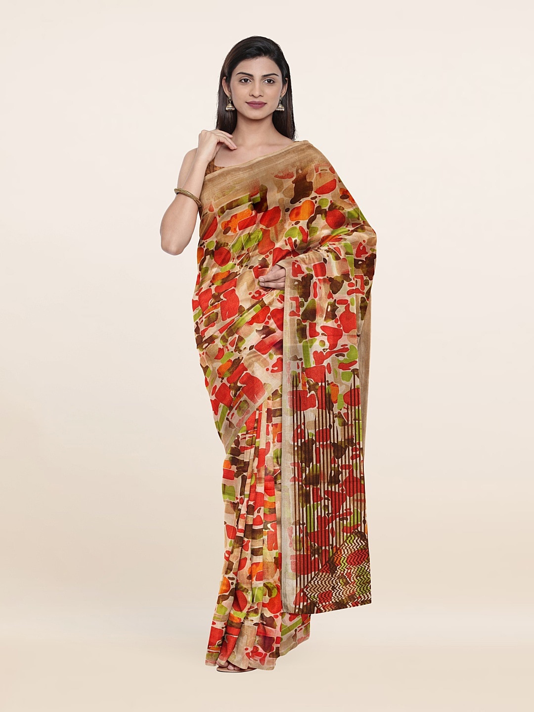 

Pothys Printed Saree, Cream
