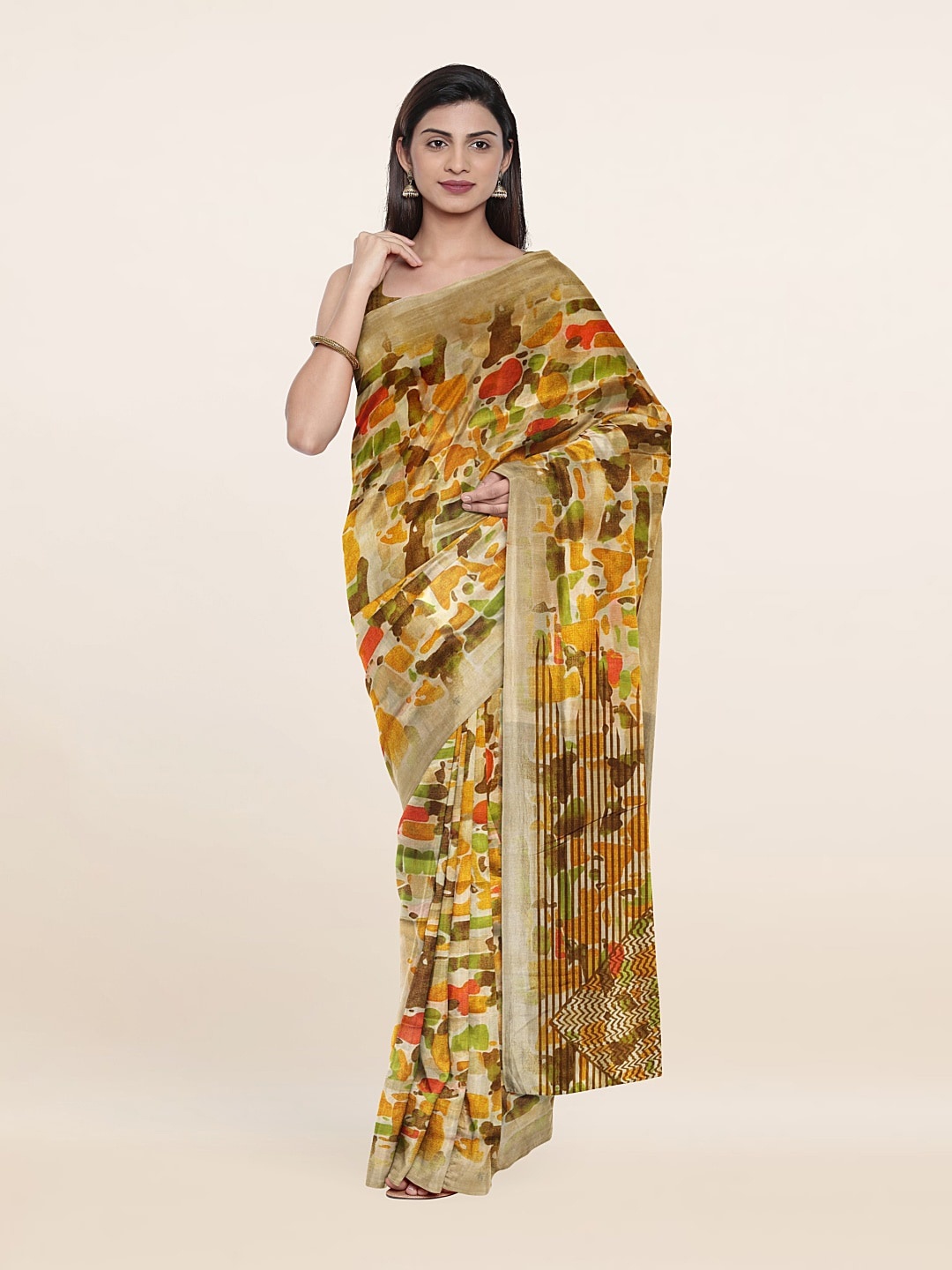 

Pothys Printed Saree, Cream