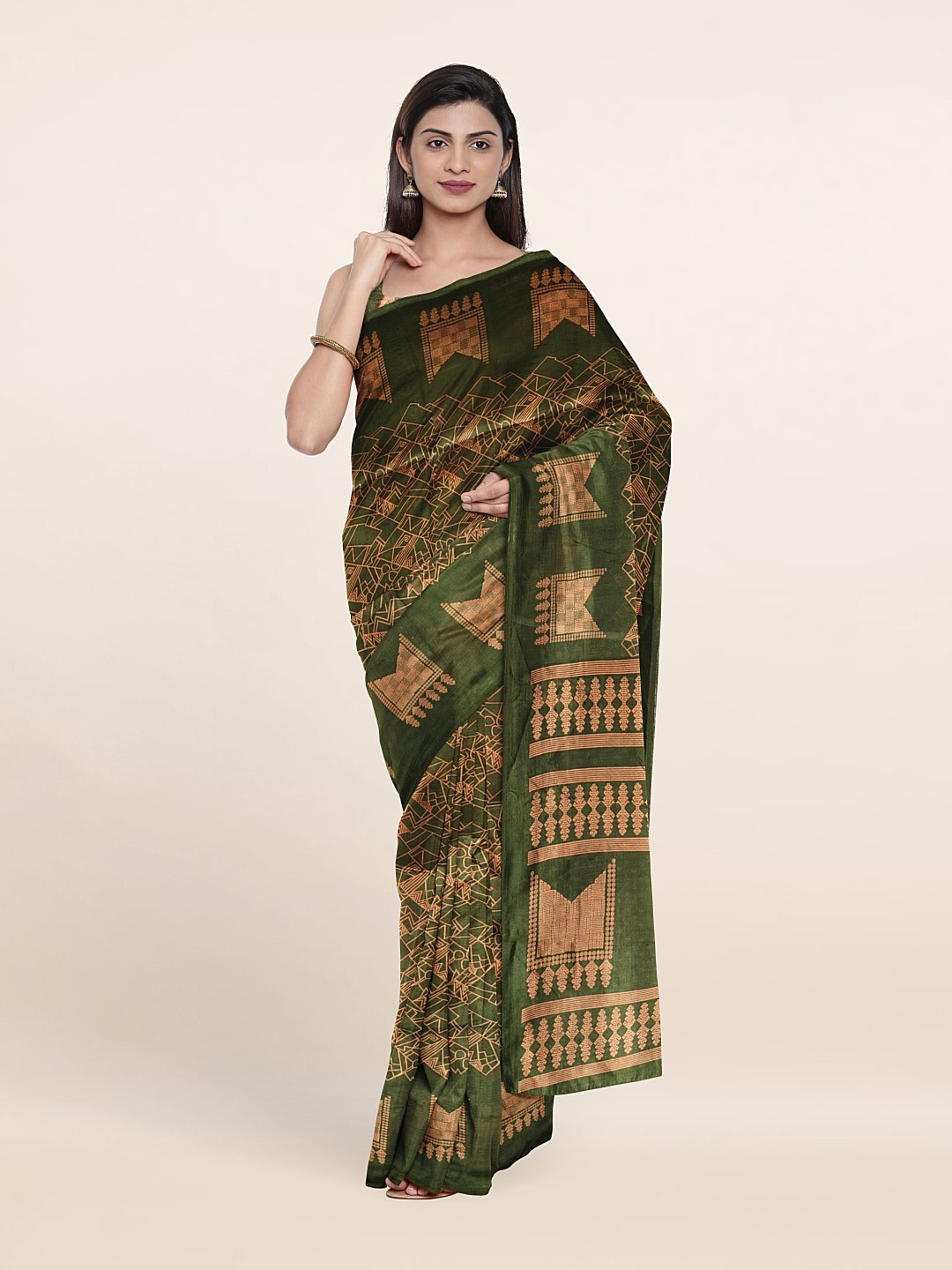 

Pothys Ethnic Motifs Printed Saree, Green