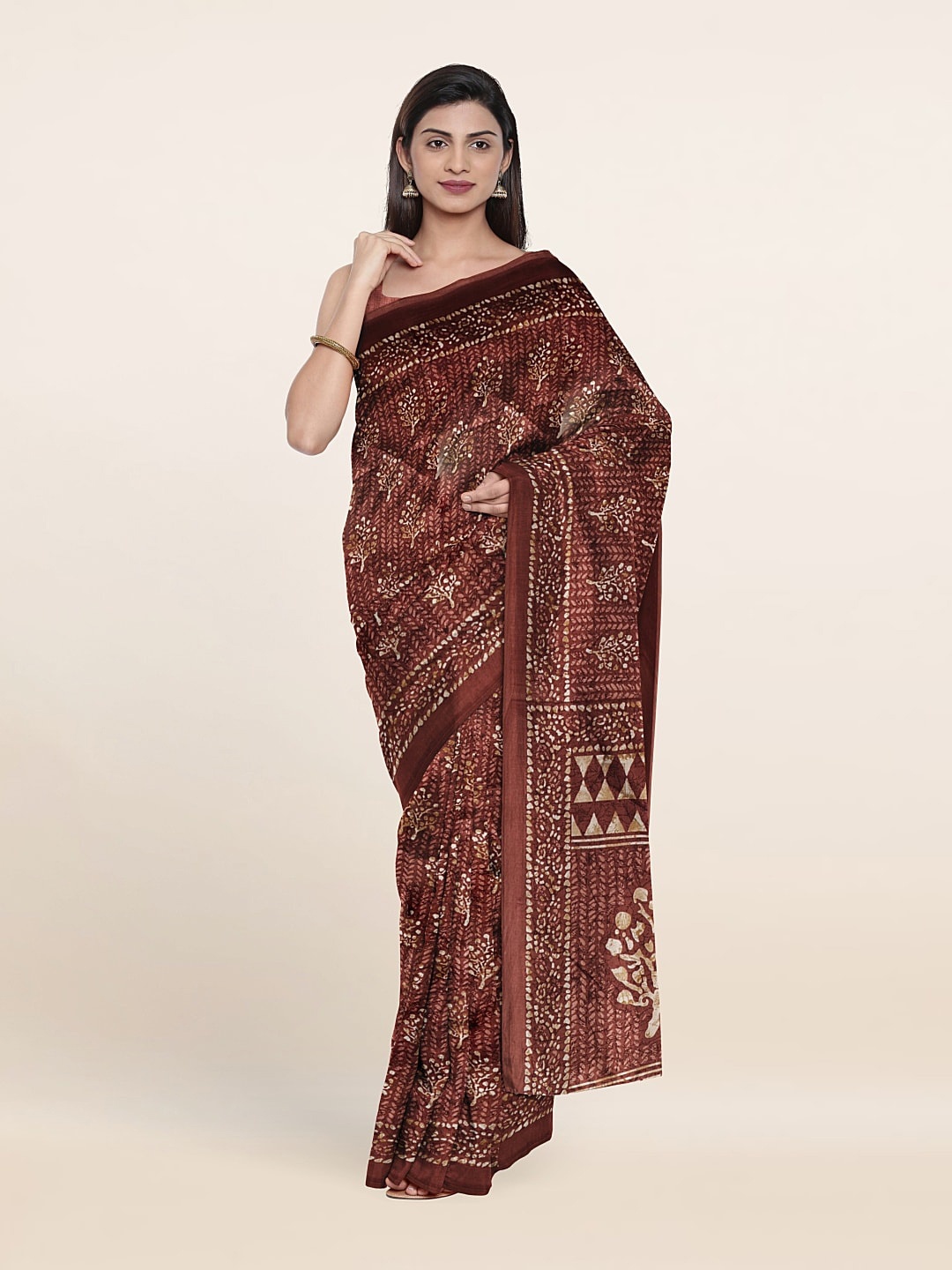

Pothys Ethnic Motifs Printed Saree, Brown