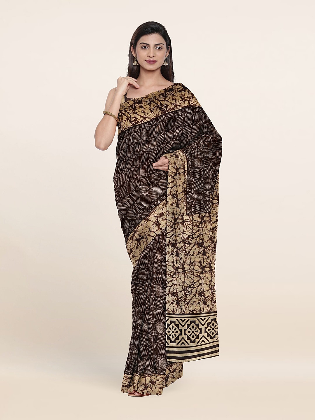 

Pothys Ethnic Motifs Printed Saree, Brown