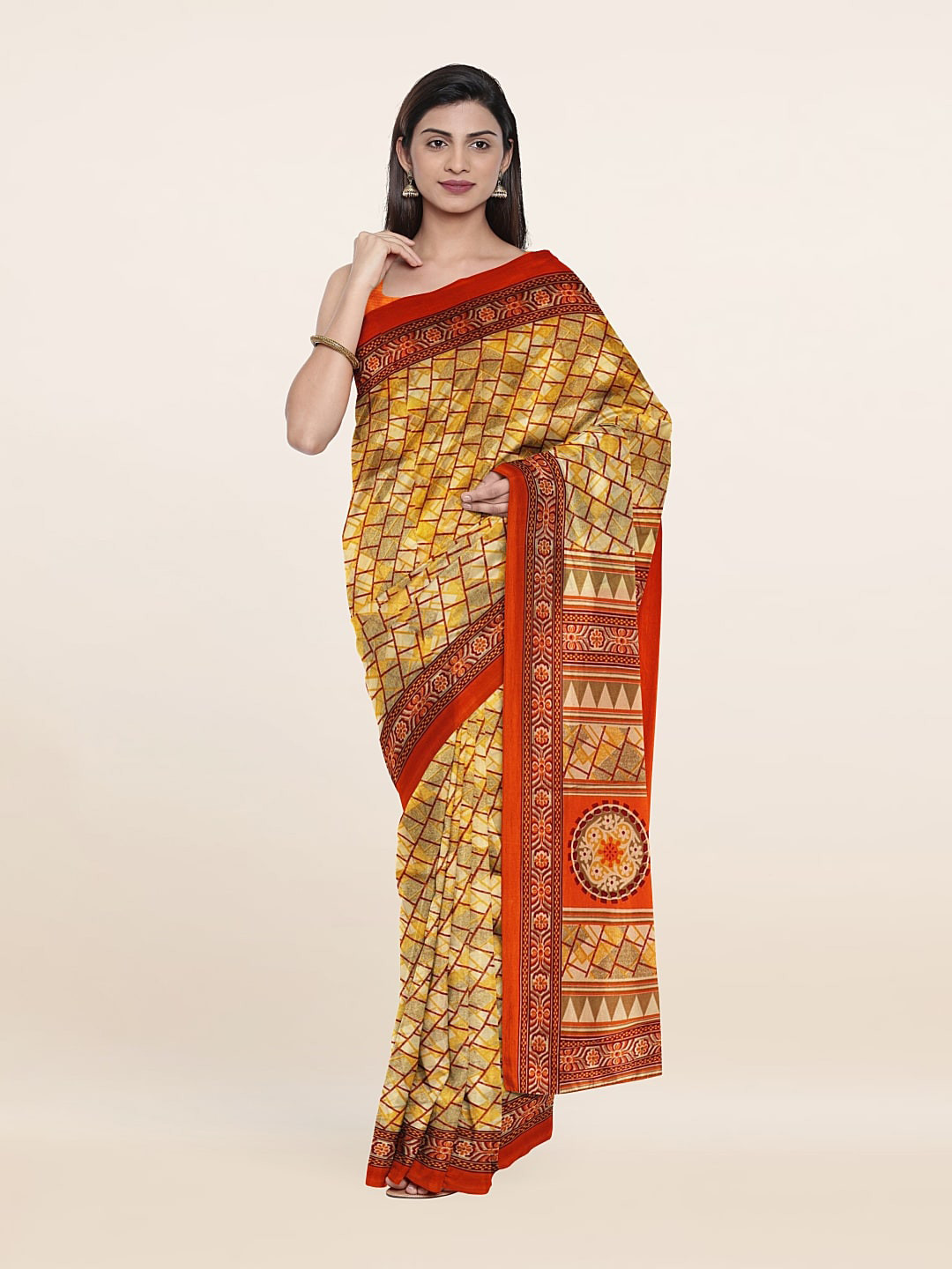 

Pothys Ethnic Motifs Printed Saree, Mustard