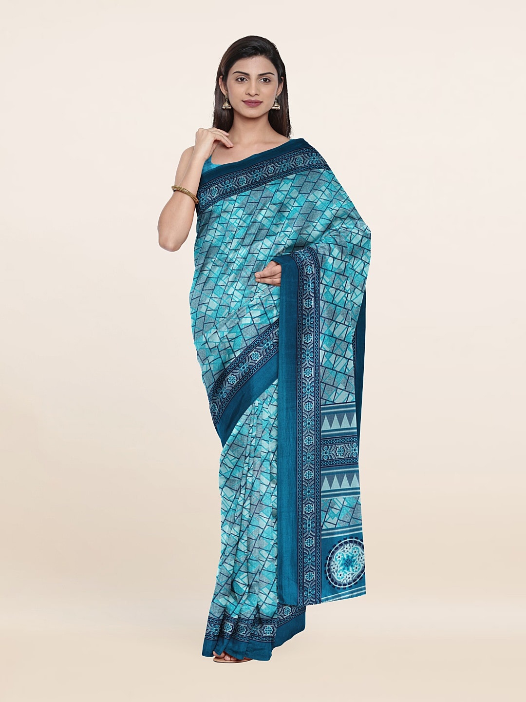 

Pothys Geometric Printed Saree, Blue