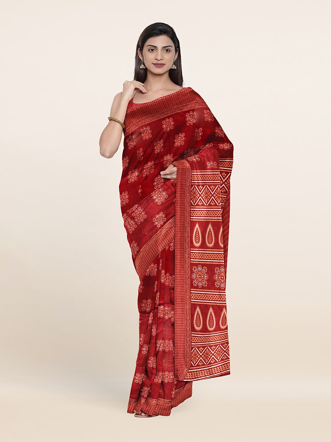 

Pothys Ethnic Motifs Printed Saree, Red