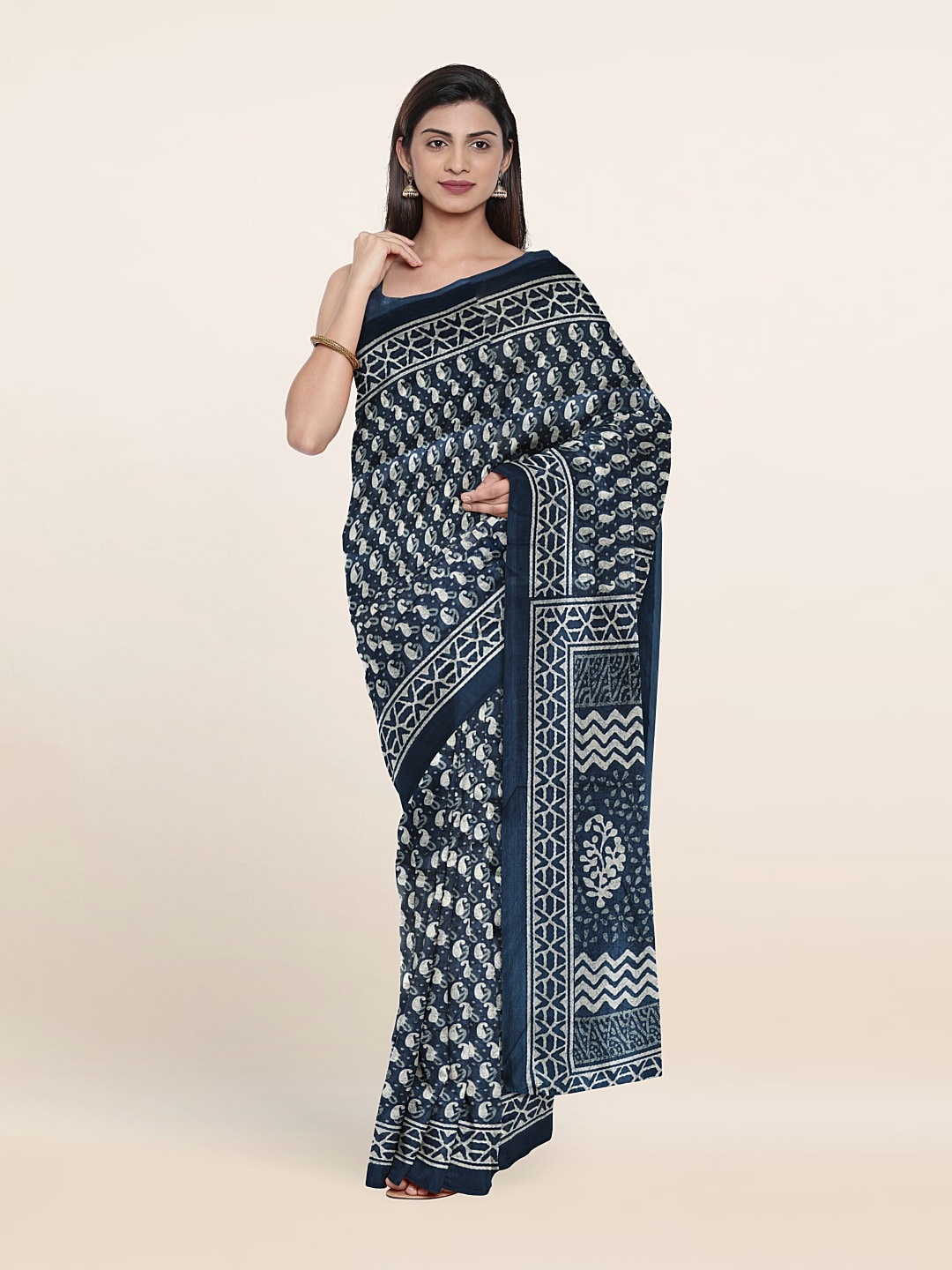 

Pothys Ethnic Motifs Printed Saree, Blue