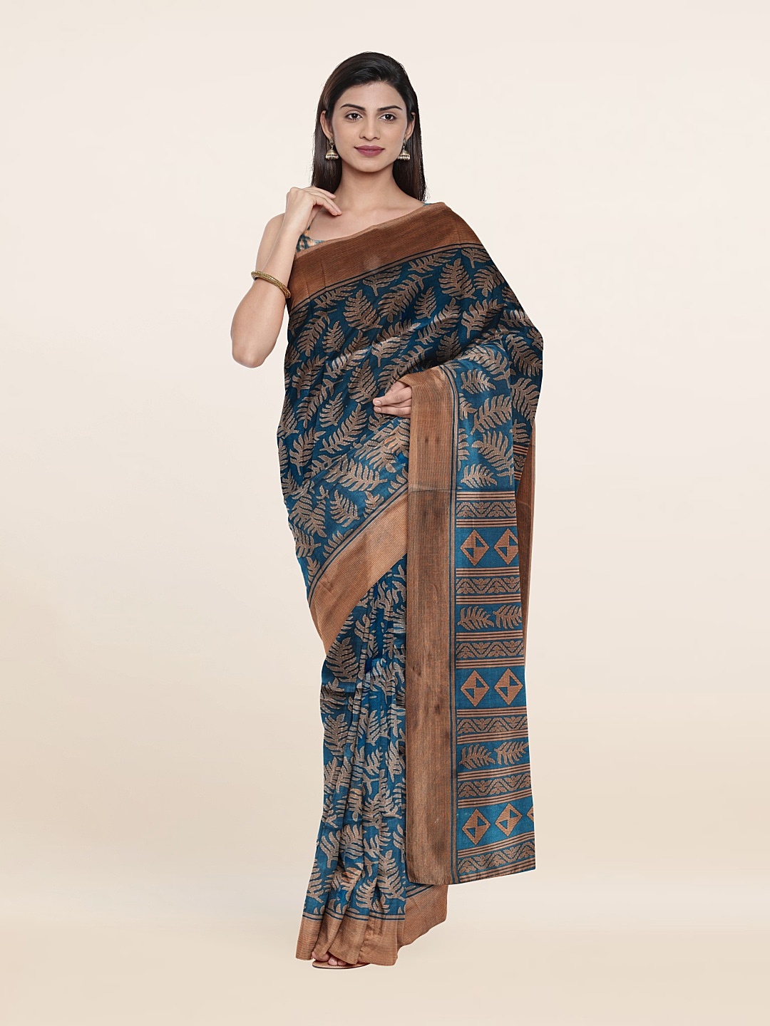 

Pothys Ethnic Motifs Printed Saree, Blue