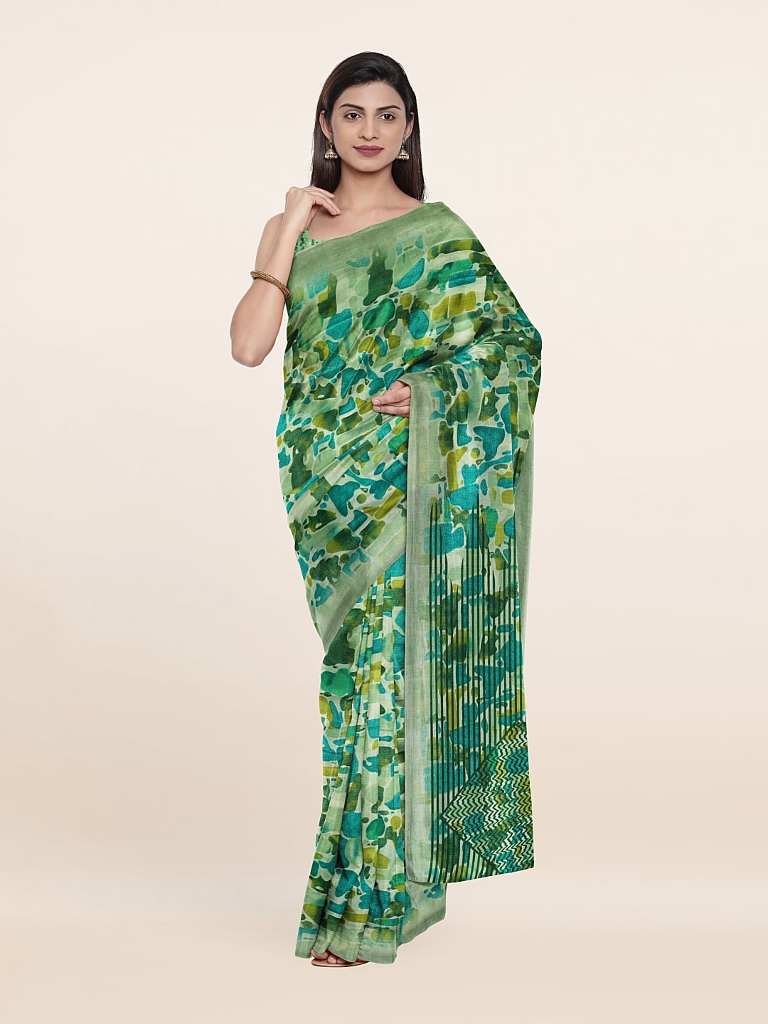 

Pothys Geometric Printed Saree, Green