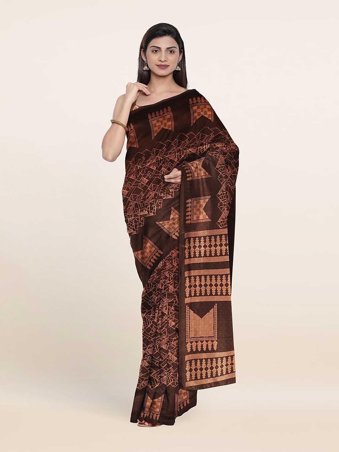 

Pothys Ethnic Motifs Printed Saree, Brown