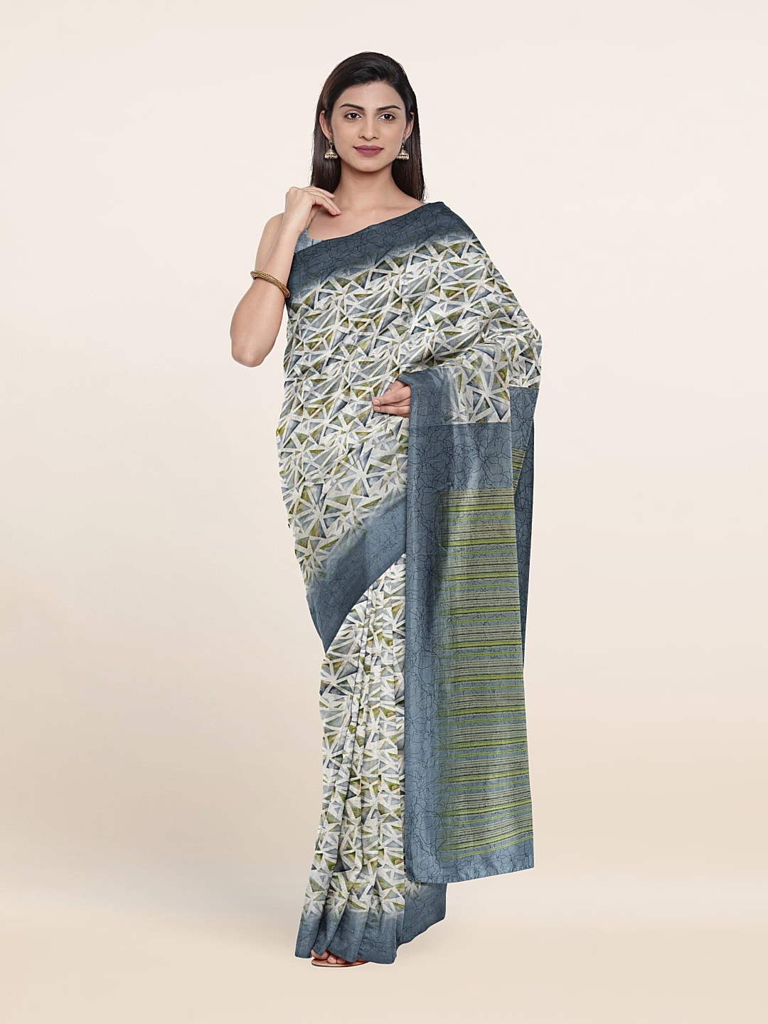 

Pothys Geometric Printed Saree, White