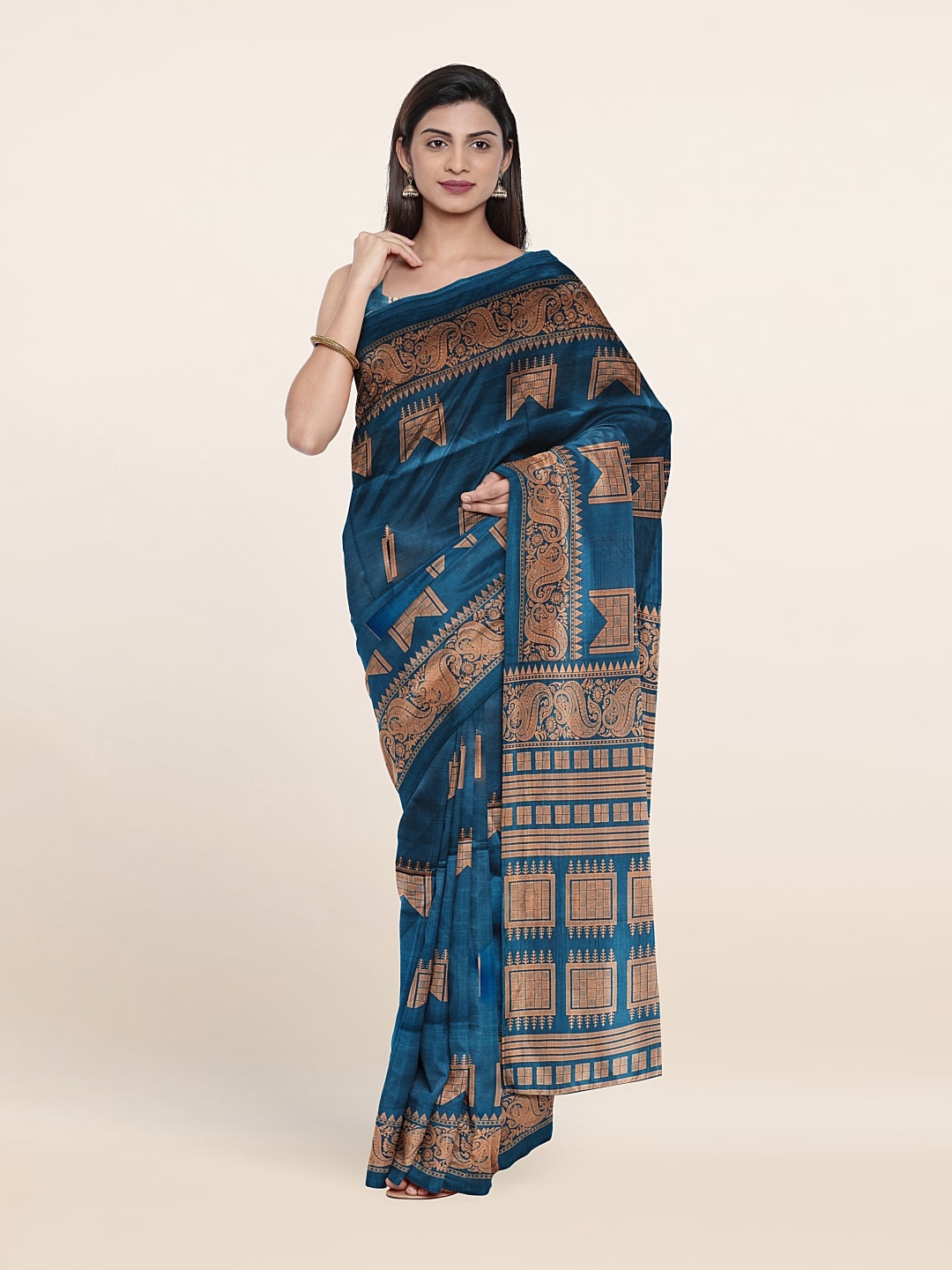 

Pothys Ethnic Motifs Printed Saree, Blue