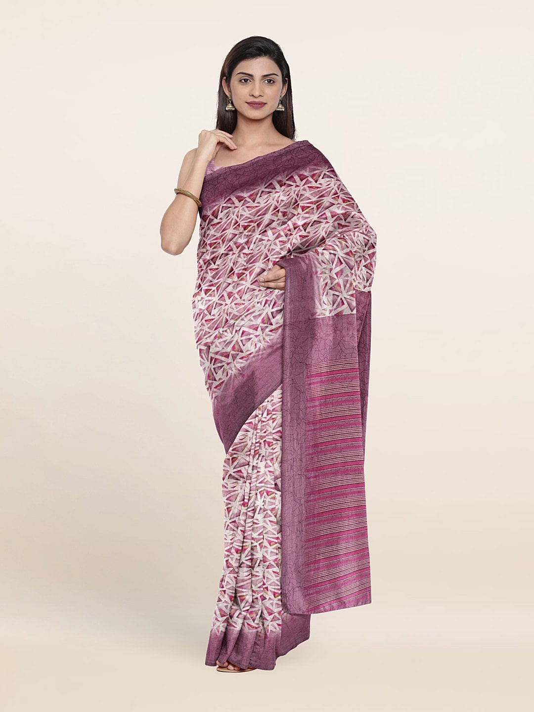 

Pothys Geometric Printed Saree, Purple