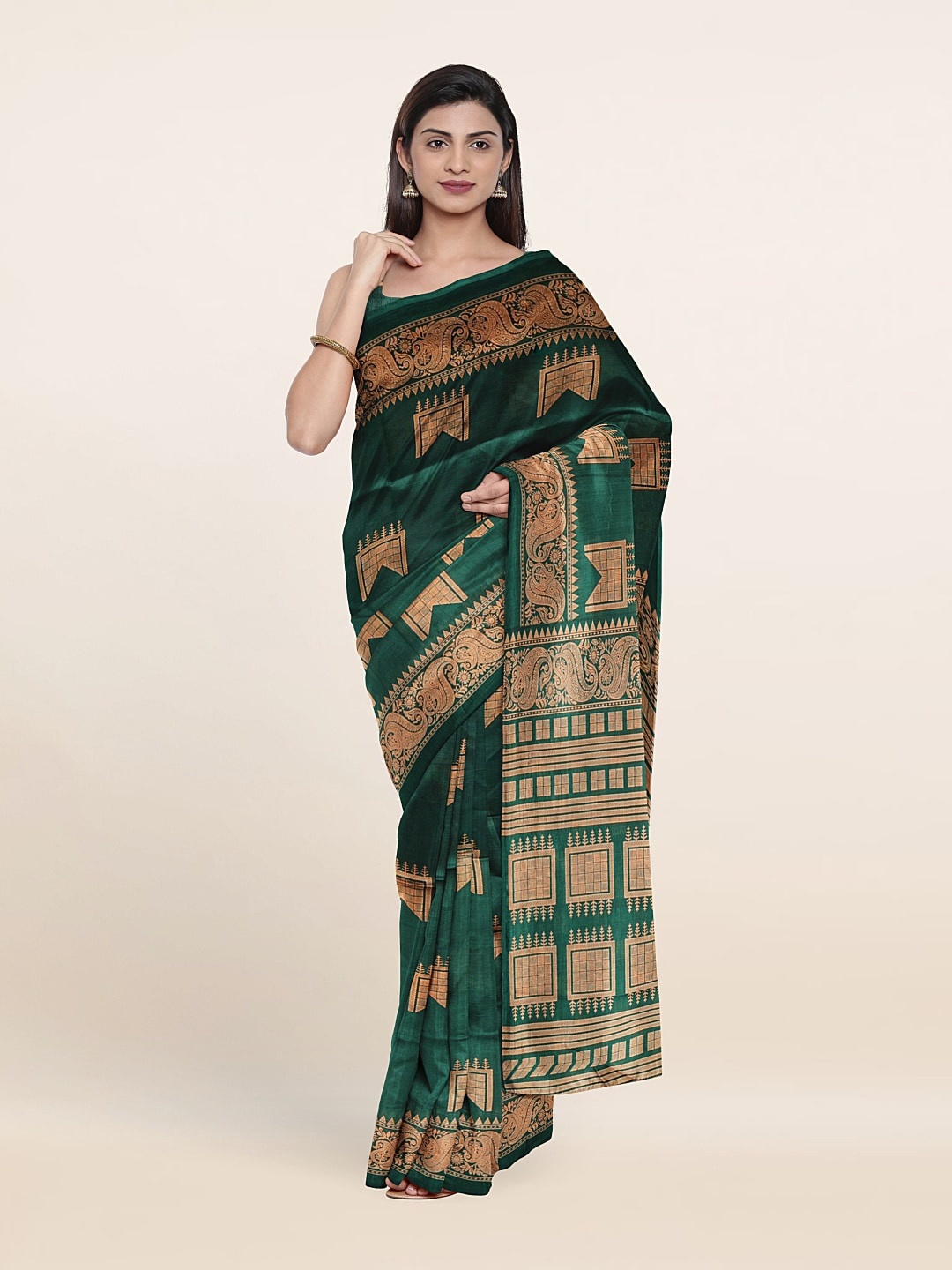 

Pothys Ethnic Motifs Printed Saree, Green